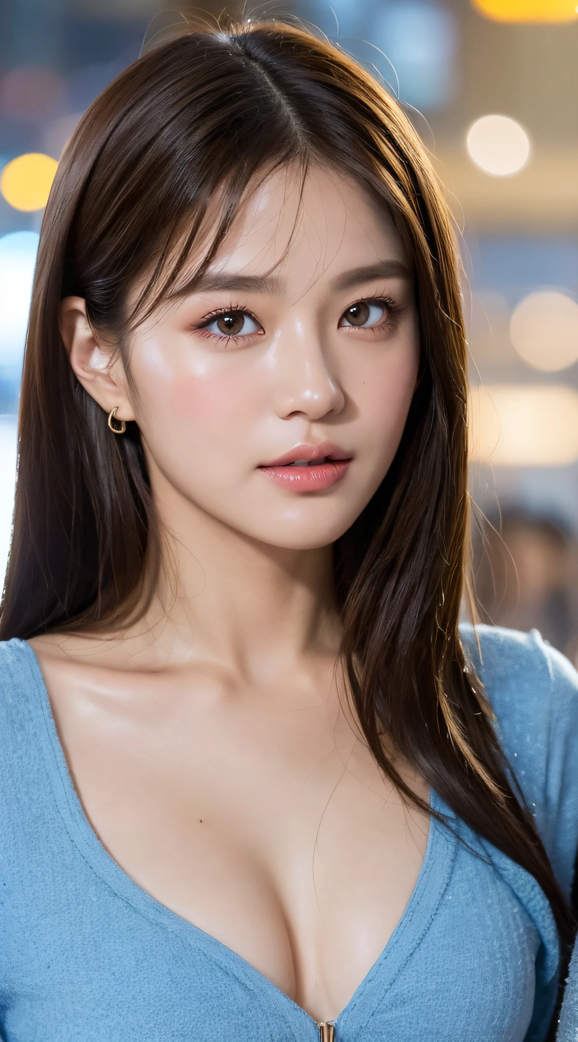 Best quality, realistic, realistic, extremely detailed, extremely delicate and beautiful, RAW photo, professional lighting, facial lighting, depth of field, single focus, full body, a 20 year old female, (night, beach, starry sky: 1.4), brown Hair, Brown Eyes, Smaller Head, Fashion Girl, Beautiful Eyes, Real Face, Real Skin, Realistic Face, Realistic Skin, Detailed Eyes, Detailed Facial Features, Detailed Clothes Features, (Fashion Clothes: 1.3 ), (Fashion hairstyle: 1.3) dynamic pose, looking at viewer, detailed face and chest, (pureerosface_v1:0.33), (ulzzang-6500:0.33),