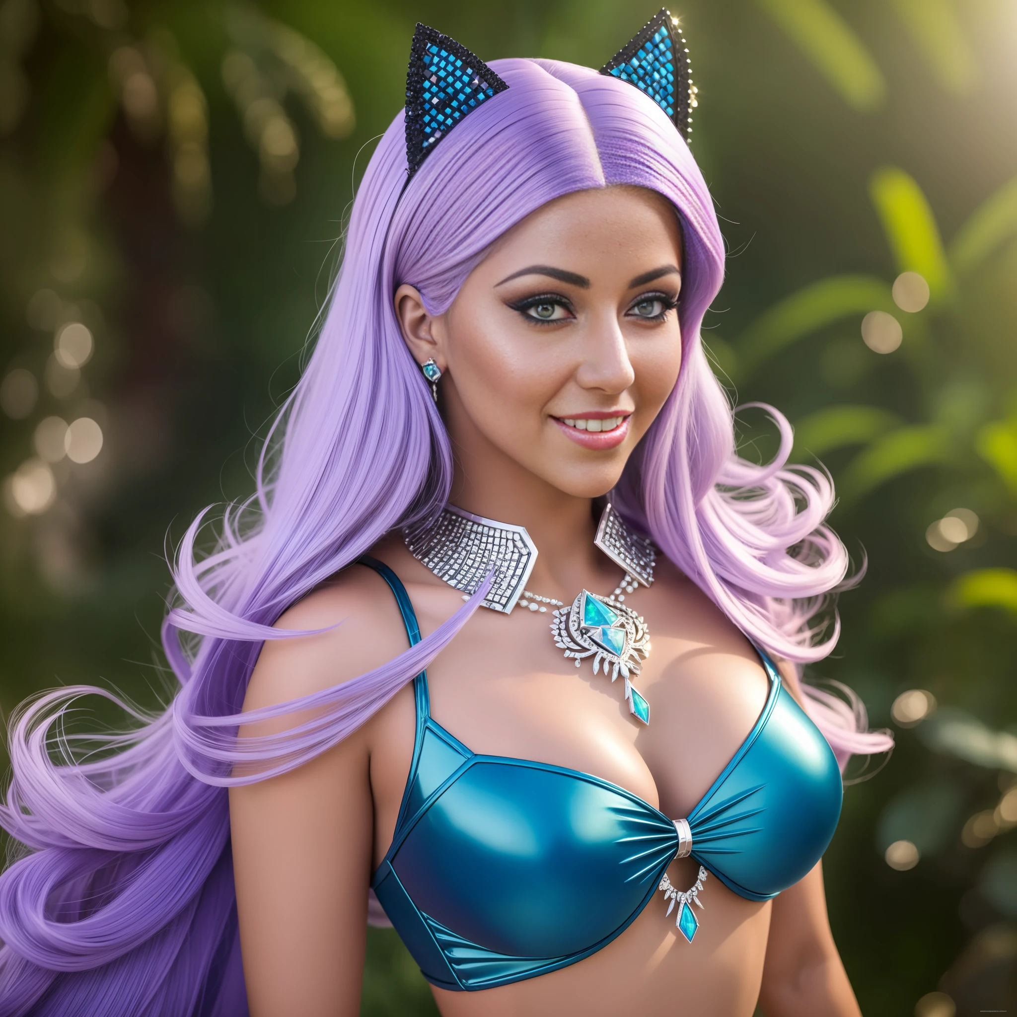 Christina Aguilera Cosplay extravagant Samira from League of Legends turquoise eyes opal mouth agathe teeth open smile screaming 27 years old skin pure face clean emotional appreciate expression revealing seductive suave pronounced voluminous anatomy athlete shape symmetry hairstyle short hairstyle shaved ruby jewels Lazuli navel diamond revealing under-clothing silk satin leather hard abundant fur trimmed very short spinel diamond kunzite ornate lava indigo, dressed heavy chrome armor shoulders "Heavy Metal" onix tourmaline DoF jardin complexe Composition "Cerisier" lucioles, Bright Ultra sunlight-pro photo reflex Fujifilm XT3 UHD 16k Rendu ultra octane ultra-Ultra Realism-Ultra Precise-Ultra details-Ultra Quality-Ultra Resolution-Ultra textured-maximalist realist totalist perfectionism retina DSLR