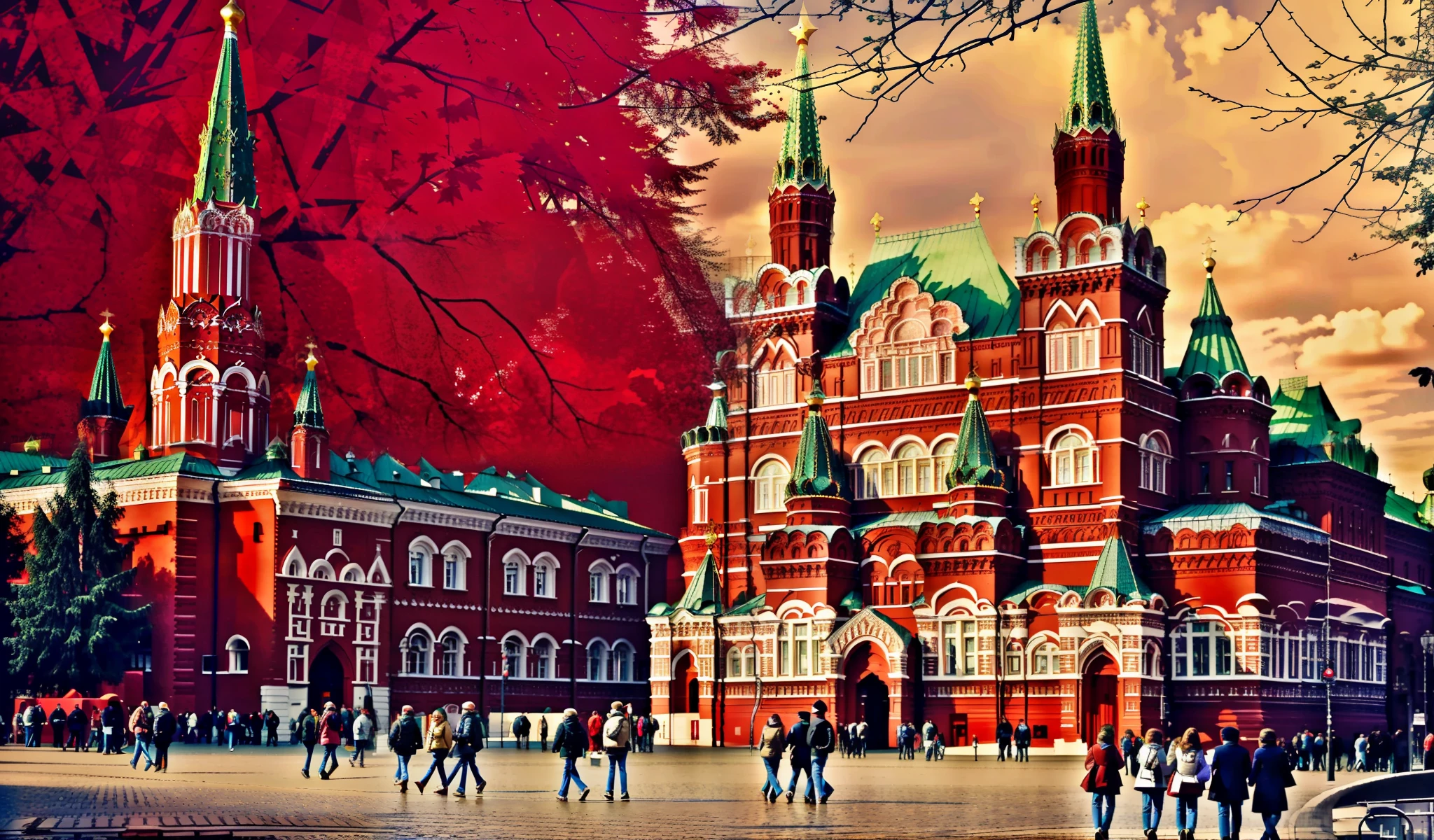 people walking around in front of a large red building with a clock tower, red square, red square moscow, Moscow, In the center of Moscow, Moscow Kremlin, in a city with a rich history, Russian architecture, Kremlin, imperial russia, museum art, Stalinist architecture, russia, sanctions in russia, Moscow Street, red building, Art Museum, Russian Academic