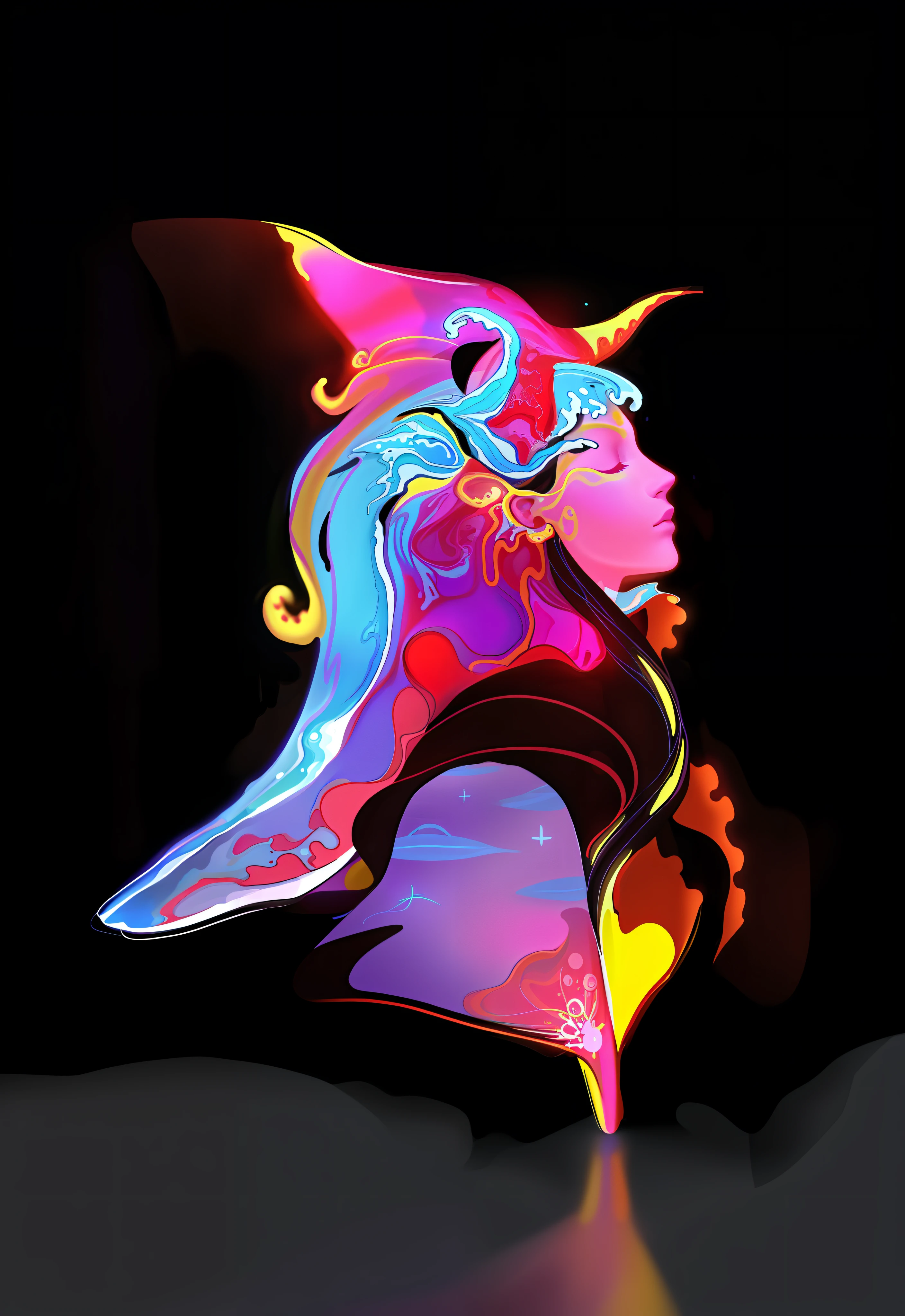 best quality, ultra high resolution, (photorealistic: 1.4), ultra-detailed, incredibly detailed, woman neon fluid