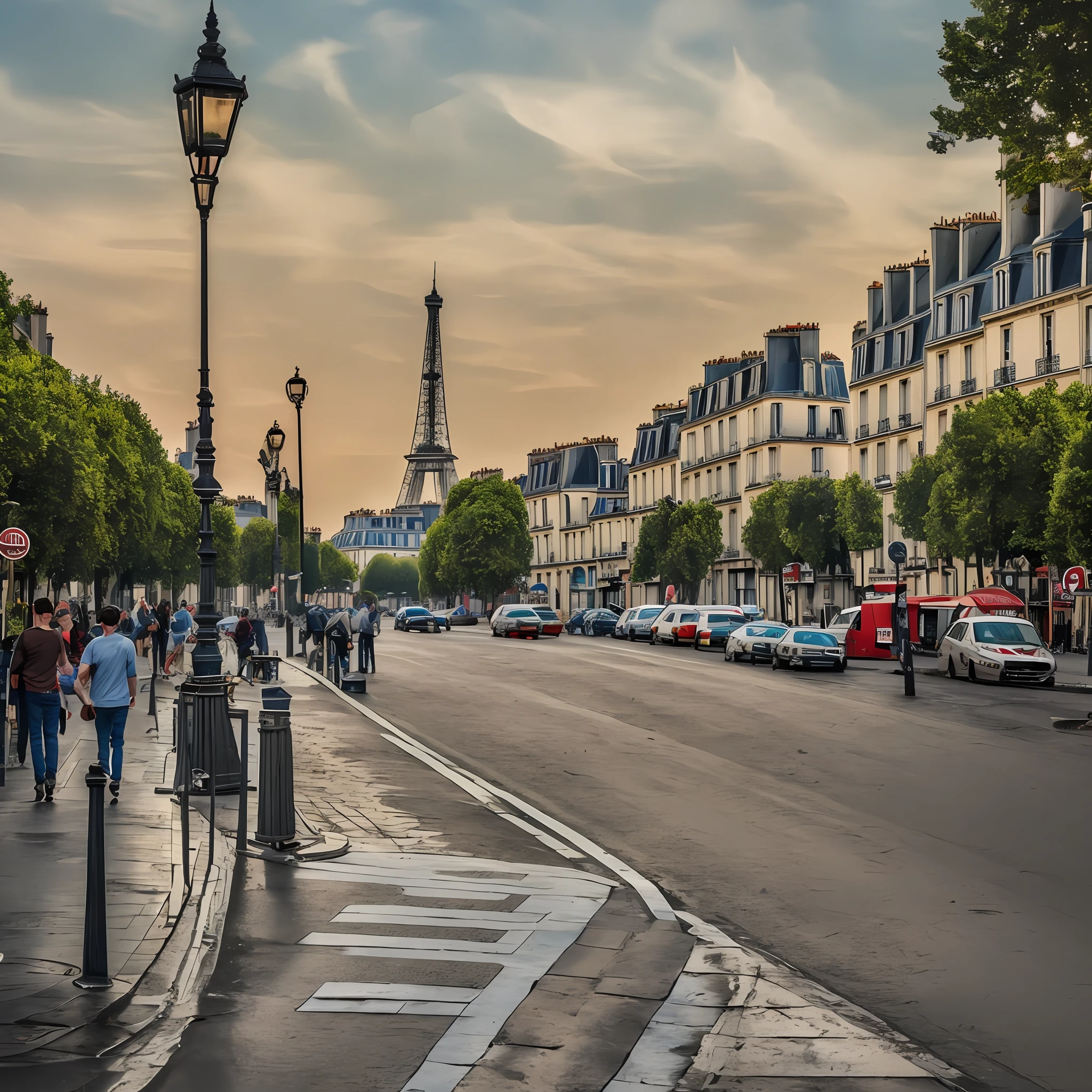 Paris city street pictures, Paris POV streets, realistic, movie, super real, 1980s, ultra-detailed, --auto --s2