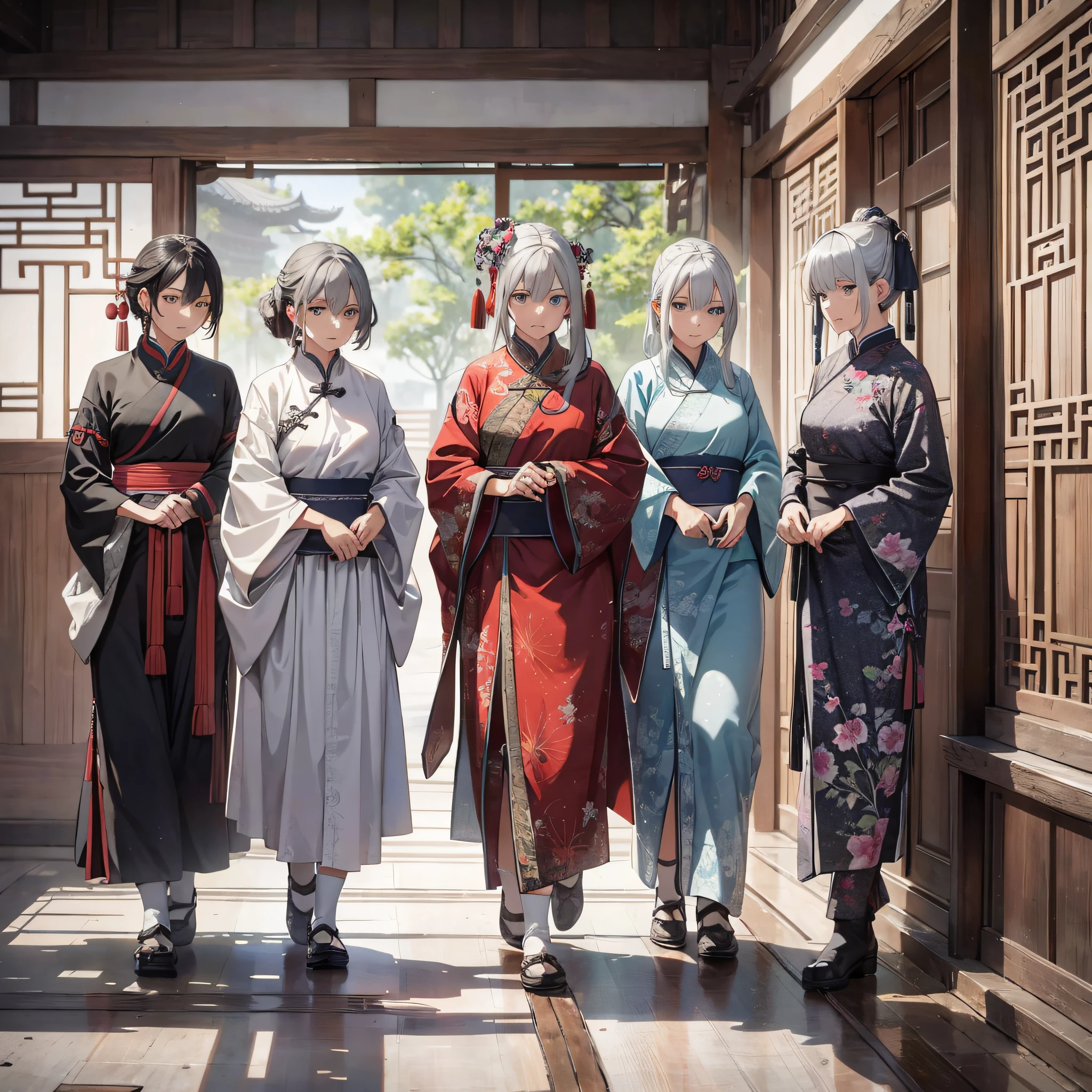 In ancient China, a group of gray-haired old women walked into the room with a sad expression