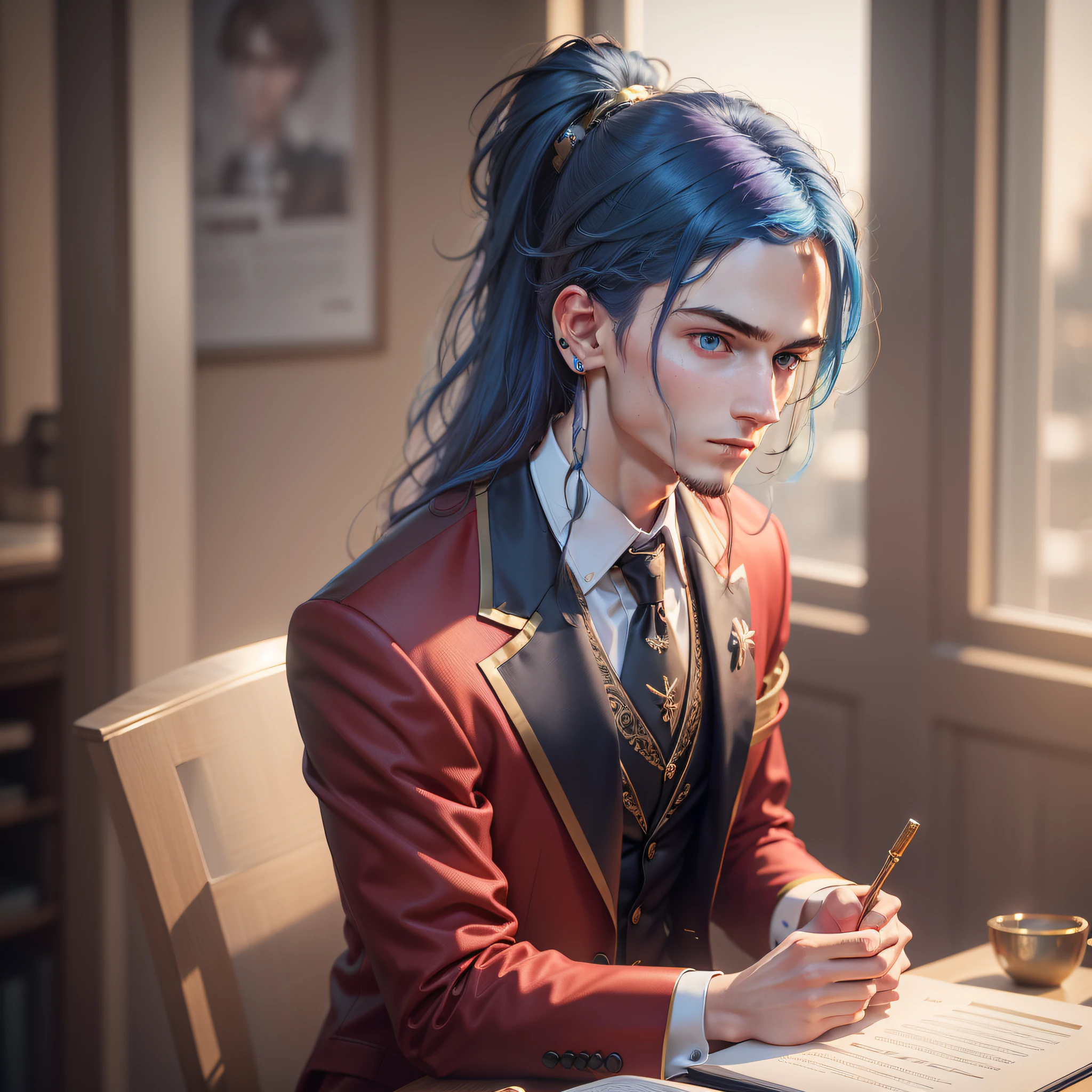intense blue haired