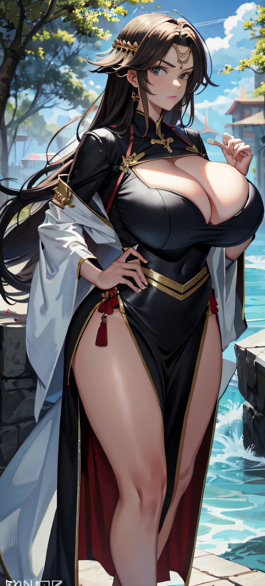 Masterpiece, best quality, 1 girl, bakem, beautiful, huge breasts, milf, sau