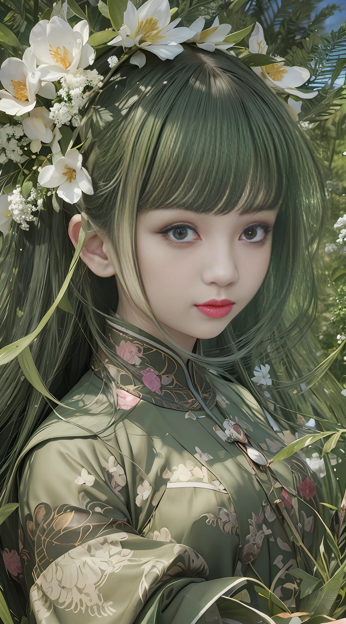 Best quality, masterpiece, illustration, a very disciple and beautiful, very detailed, CG, unity, 8k wallpaper, amazing, fine detail, mastery, best quality, official art, very detailed CG Unity 8k wallpaper, ridiculous, incredibly ridiculous, huge file size, super detailed, high resolution, rawe very detailed, pretty detailed girl, very detailed eyes and face, beautiful detailed eyes, light on face, 1 girl, Chinese Tang dynasty clothes, A string of rice dumplings in his right hand, green bamboo fallen leaves in the background, blurred bamboo leaves, dynamic blurred bamboo leaves, stretched out left hand, palm facing up, in the palm of his hand is a dragon boat, half body, revealing an arm