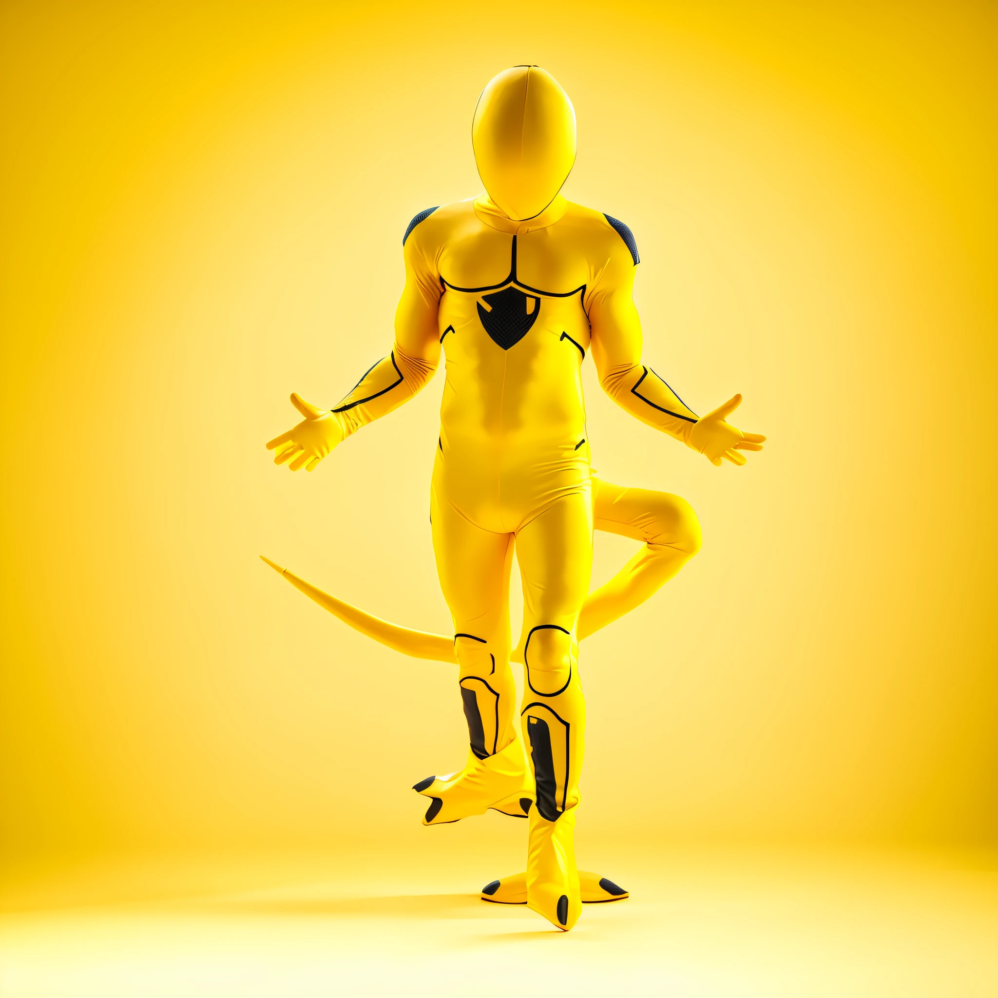 Man in yellow bodysuit, yellow body, zentai suit, full bodysuit, skin tight suit, lycra costume, tight full body suit, yellow skin, yellow jumpsuit, yellow bodysuit