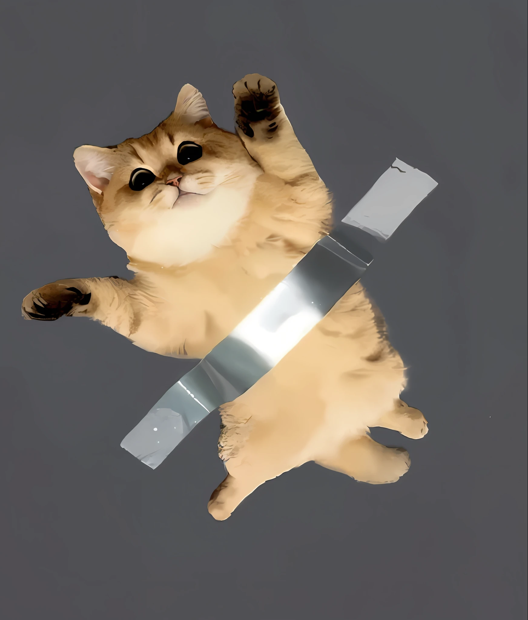 araffe cat with a band around its neck and paws, cat is floating in air, cat summoning a spaceship, cat in space, cat summons a spaceship, cat from the void, funny cat, bandage taped fists, ninja cat, covered in bandages, on a gray background, cat design, world boss kitten, r/aww
