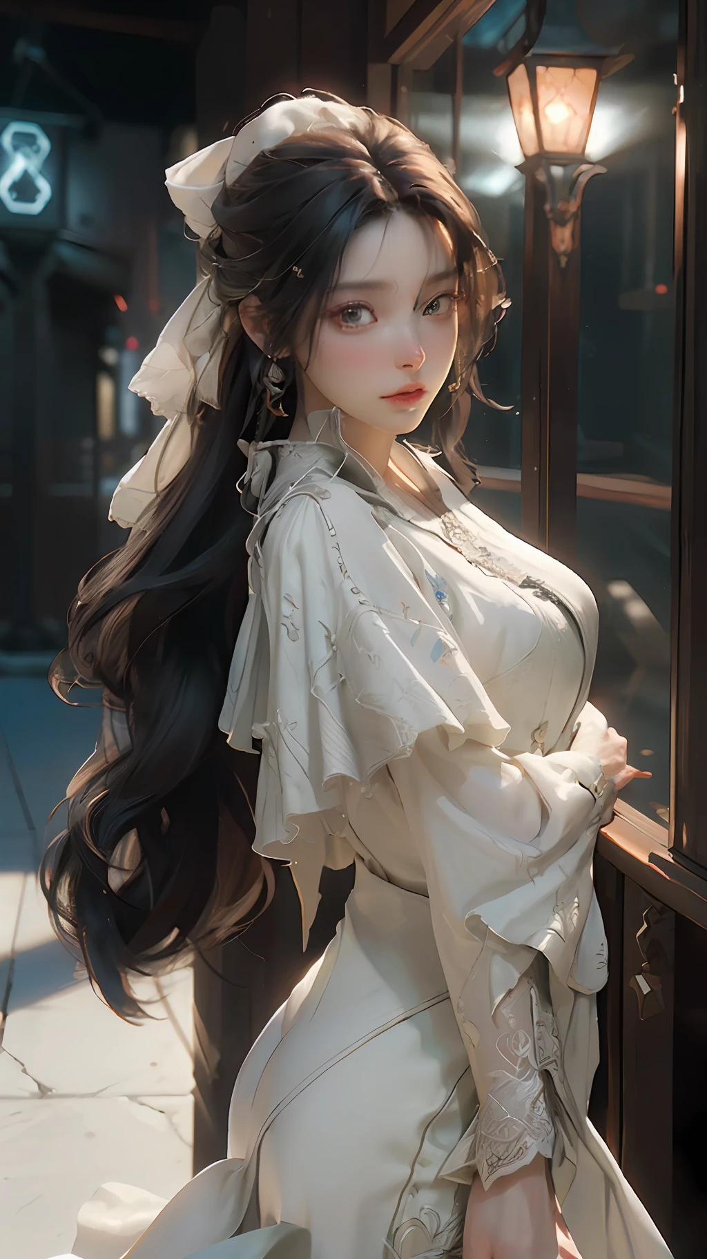 ((Best quality)), ((masterpiece)), (detailed:1.4), 3D, an image of a beautiful cyberpunk female,HDR (High Dynamic Range),Ray Tracing,NVIDIA RTX,Super-Resolution,Unreal 5,Subsurface scattering,PBR Texturing,Post-processing,Anisotropic Filtering,Depth-of-field,Maximum clarity and sharpness,Multi-layered textures,Albedo and Specular maps,Surface shading,Accurate simulation of light-material interaction,Perfect proportions,Octane Render,Two-tone lighting,Wide aperture,Low ISO,White balance,Rule of thirds,8K RAW,