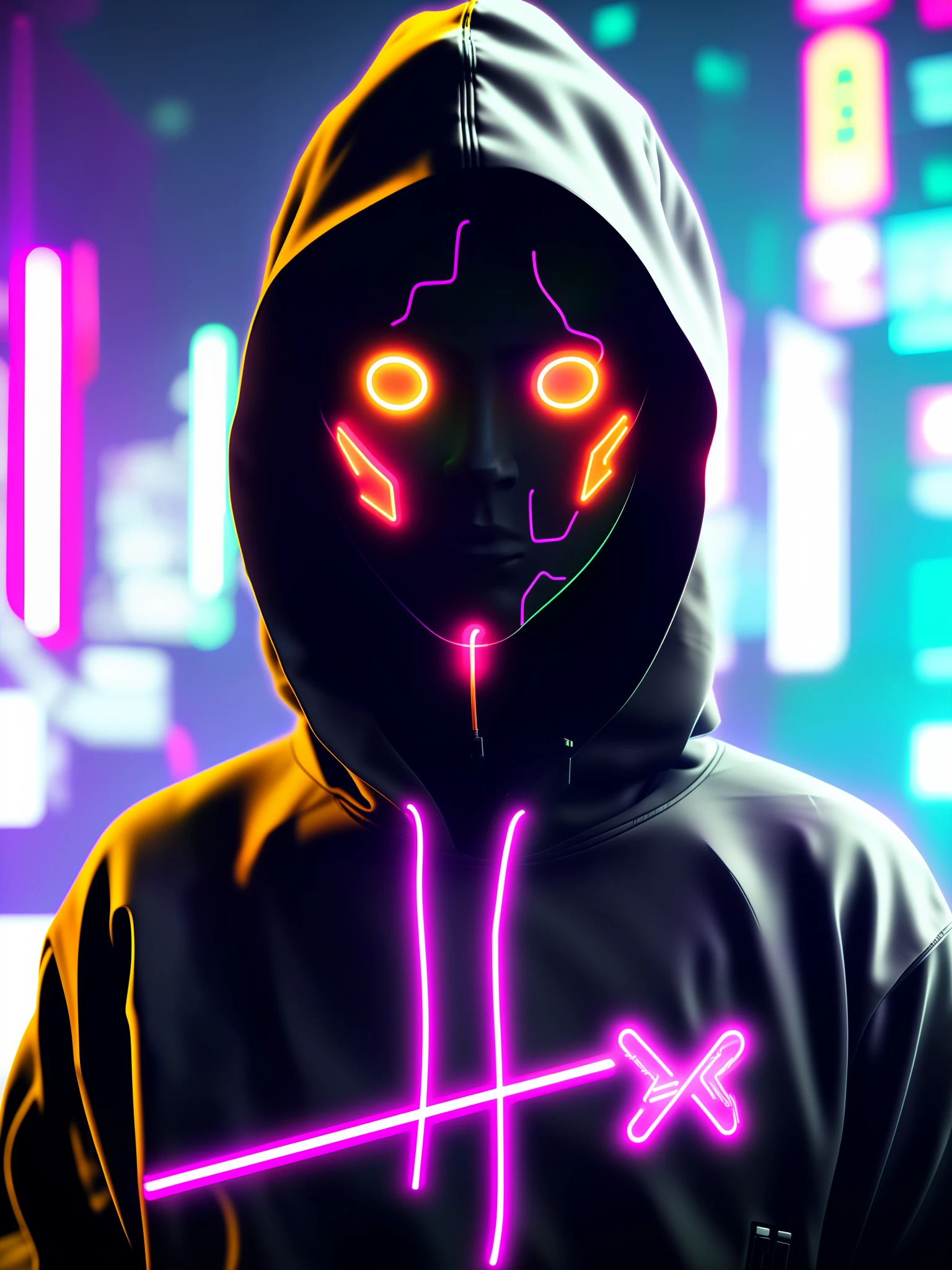 neon glowing neon mask with neon arrows and neon eyes, bright cyberpunk glow, neon samurai, neon cyberpunk, neon operator, neon-noir background, neon noir, cyber neon lights, stylized neon, cyberpunk neon, badass anime 8 k, cyber noir, neon digital art, cyberpunk anime girl in hoodie, ghost neon, best anime 4k konachan wallpaper