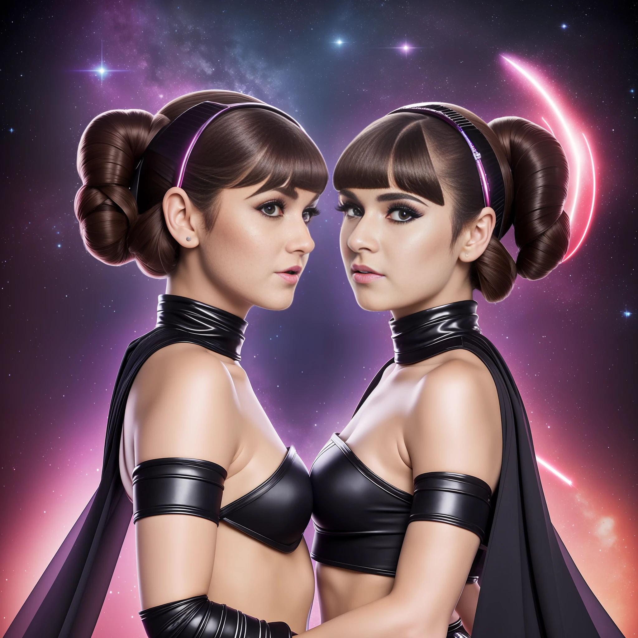 Ultra Pro Real Photo cosplay Princess Leia only face mouth teeth open short hairstyle symmetrical muscular body realistic suave seductive pose dramatic Bridaldress gothic lava black spinel ruby silk satin felt leather thick high fashion revealing undershorts Clothing Diamond shaved diamond Diamond Indigo Tourmaline Ultra High Image Quality Texture 16K DSLR UHD HDR Retina "star wars"