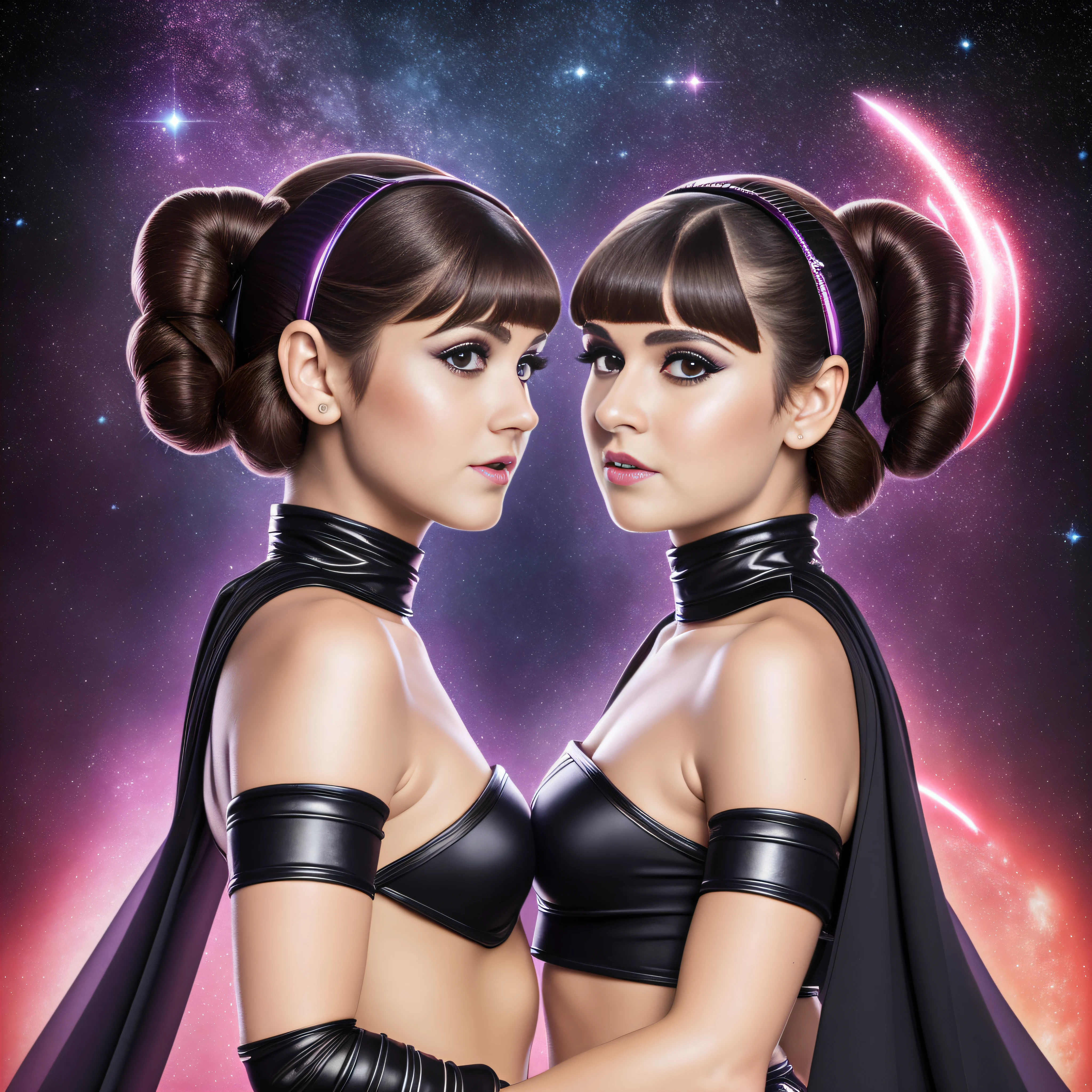 Ultra Pro Real Photo cosplay Princess Leia only face mouth teeth open short hairstyle symmetrical muscular body realistic suave seductive pose dramatic Bridaldress gothic lava black spinel ruby silk satin felt leather thick high fashion revealing undershorts Clothing Diamond shaved diamond Diamond Indigo Tourmaline Ultra High Image Quality Texture 16K DSLR UHD HDR Retina "star wars"