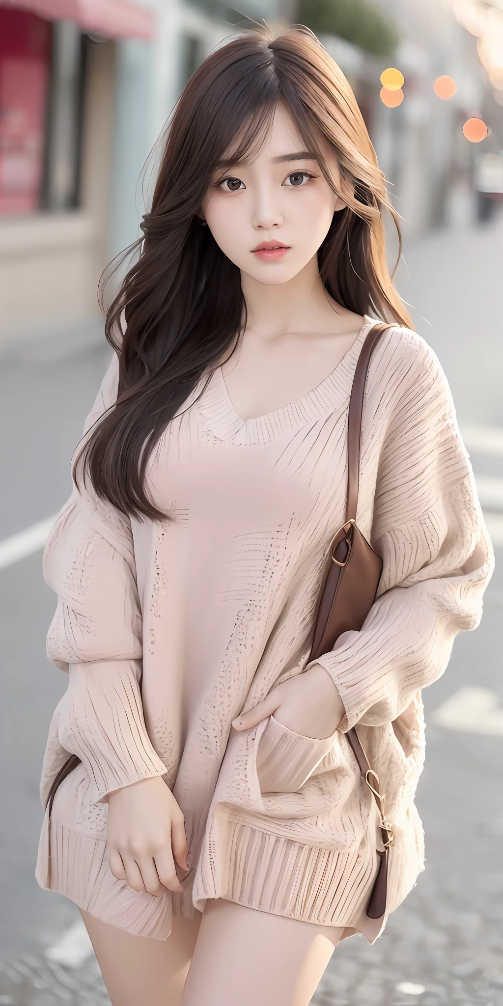 1girl walking on the river, mix4, sweater, pillow, lips, open_mouth, realistic, photo_\(medium\), solo, stuffed_animal, stuffed_toy, teddy_bear, (masterpiece), (realism: 1.3), super detailed, (High detail skin: 1.2), (Best quality: 1.0), (Ultra resolution: 1.0), (ULZZANG-6500: 0.3), wavy detail hair, long hair, sunshine, (beautiful detail makeup), (sexually aroused blush, heavy breath: 1.0), floral theme petals scattered, (soft light bloom: 0.5)