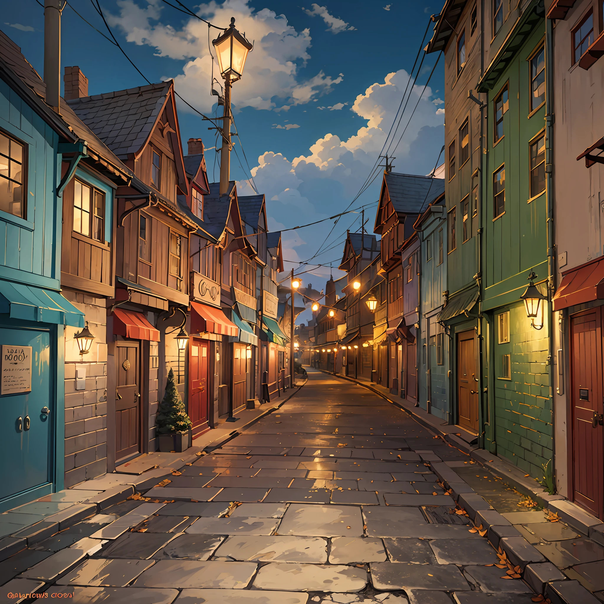 Clock Tower and Street, Dirty Street Background, Night Town Background, Tavern Background, Sewer Background, Street Background, Random Background Scene, Street of Baldur's Gate, Fantasy Tavern Background, Medieval City Background, Town Background, Point and Click Adventure Game, PC Screenshot, Gloomy Medieval Background, Video Game Screenshot, Hayao Miyazaki, Ghibli, Manga Style, The Road Sideways from Left to Right 50% of the screen --auto --s2