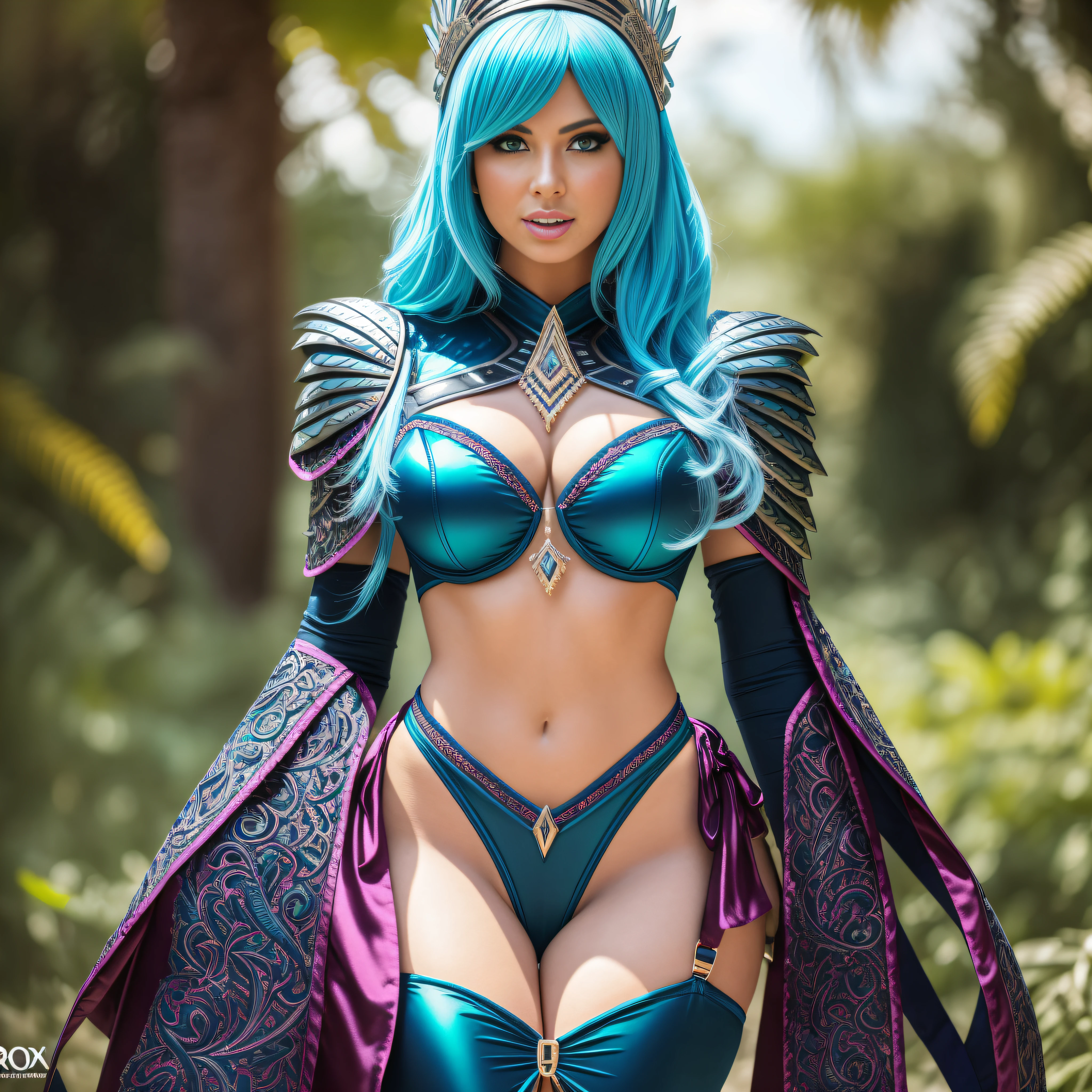 horizontal view April Lavigne Cosplay extravagant "Samira from League of Legends" turquoise eyes opal open mouth agathe teeth screaming 27 years old skin pure face clean emotional appreciate expression revealing seductive suave pronounced voluminous anatomy athlete shape symmetry hairstyle short hairstyle shaved ruby jewels Lazuli navel diamond revealing underwear silk satin leathers hard abundant fur trimmed very short spinel diamond kunzite ornate lava indigo, dressed armor heavy chrome shoulders "Heavy metal" chic and refined look onix tourmaline DoF garden complex Composition "Cherry" fireflies bright sun volumetric light optimal lighting ultra-pro photo SLR Fujifilm XT3 UHD 16k Ultra octane rendering ultra-realism Ultra-precise ultra-precision ultra-quality Ultra-Resolution Ultra-textured ultra-realistic maximalist perfectionism DSLR