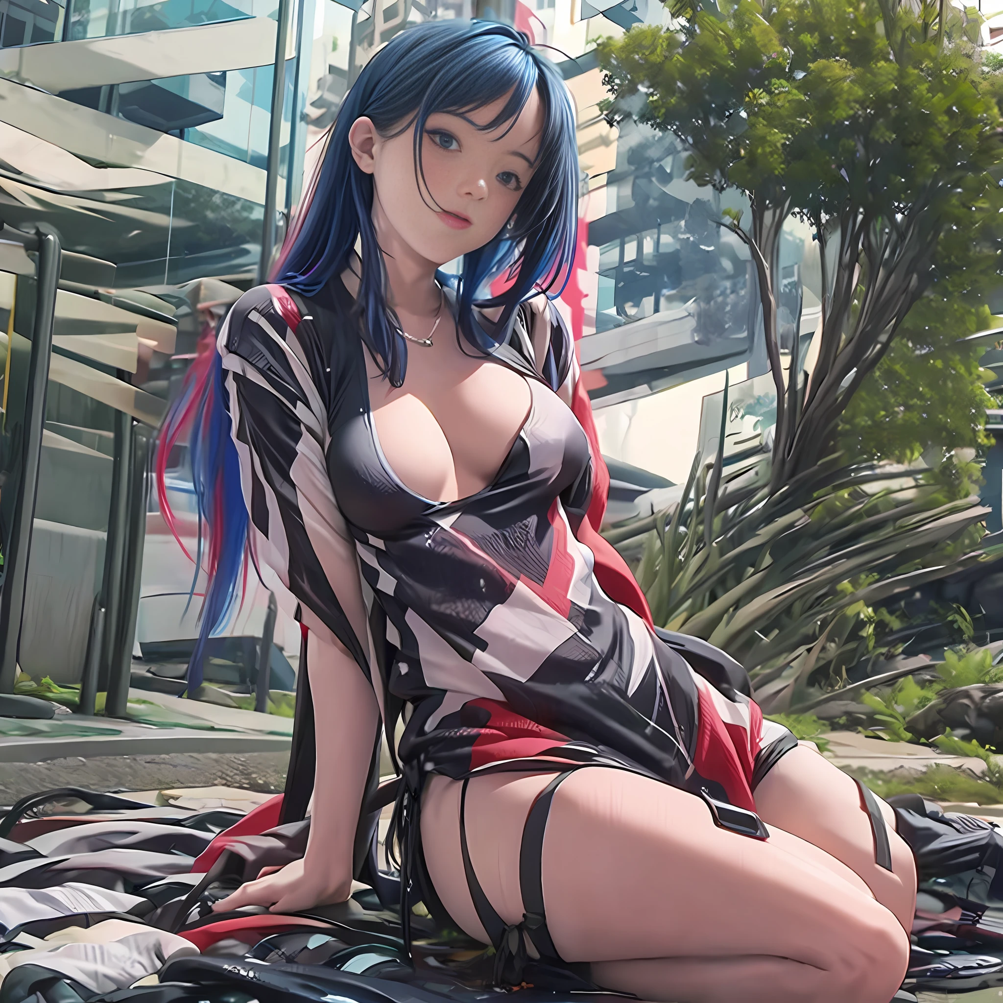 a masterpiece,best,swimsuit,Colored hair,out door,oral-sexy,full entire body,