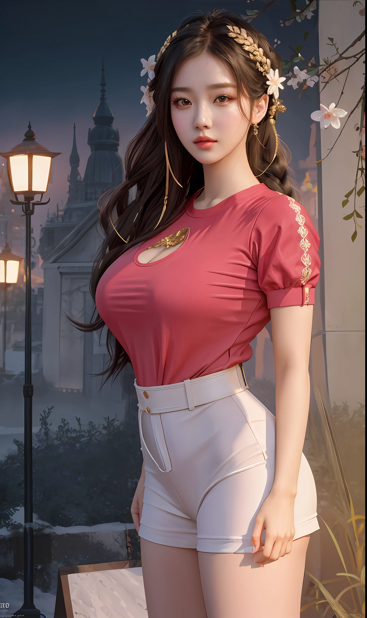 An Idol k-pop girl, cute girl, sexy girl, white braid hair, intricate face details, detailed face, golden ratio face, big breast, big butt, big hip, big thighs, full body, 64K, UHD, HDR, high quality, high detailed, hyper detailed, extremely detailed, photo realistic, ultra realistic, art photo, clarify the details, detailed parts body, intricate artwork masterpiece, trending on artstation