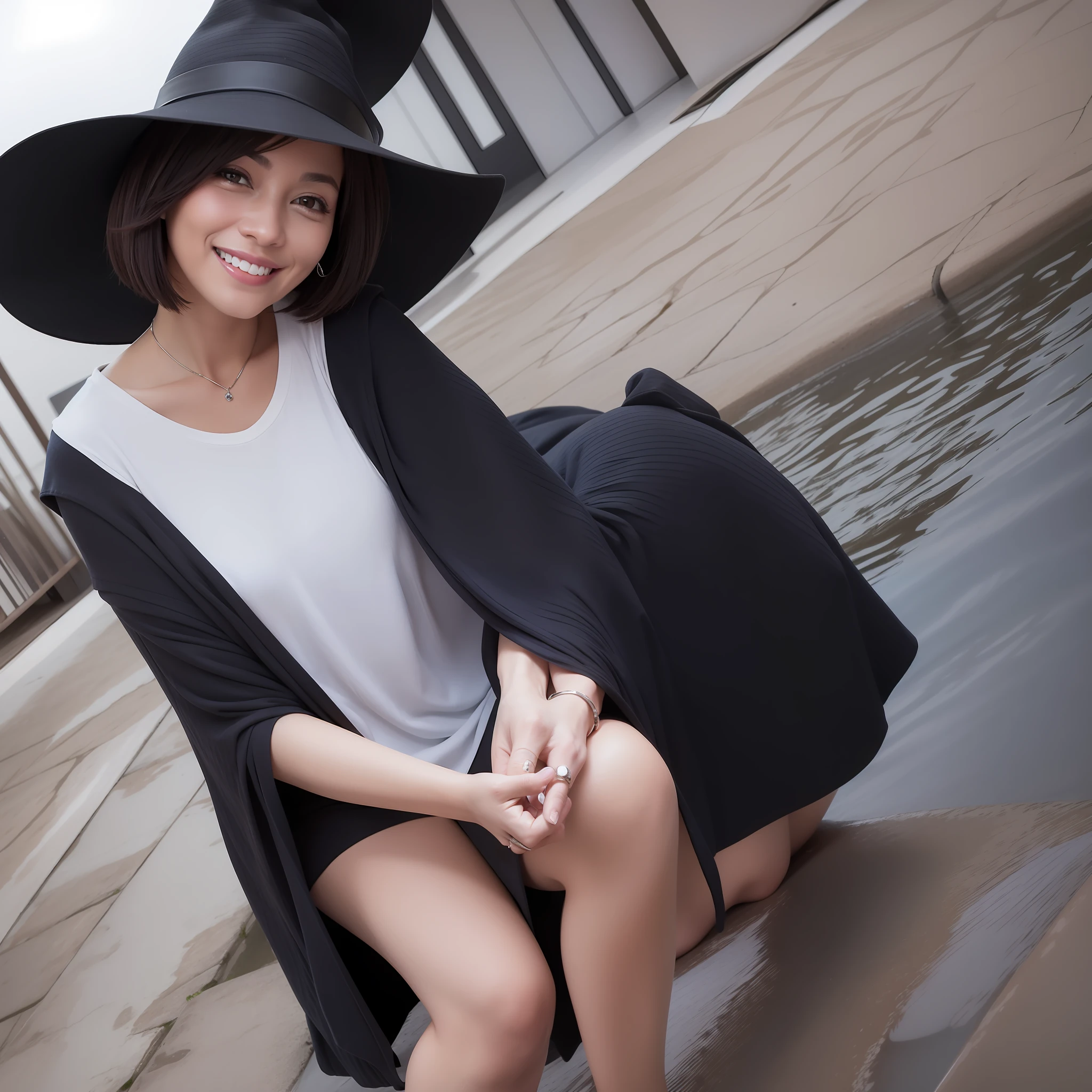 Short hair 50 years old beautiful witch smile cleanliness