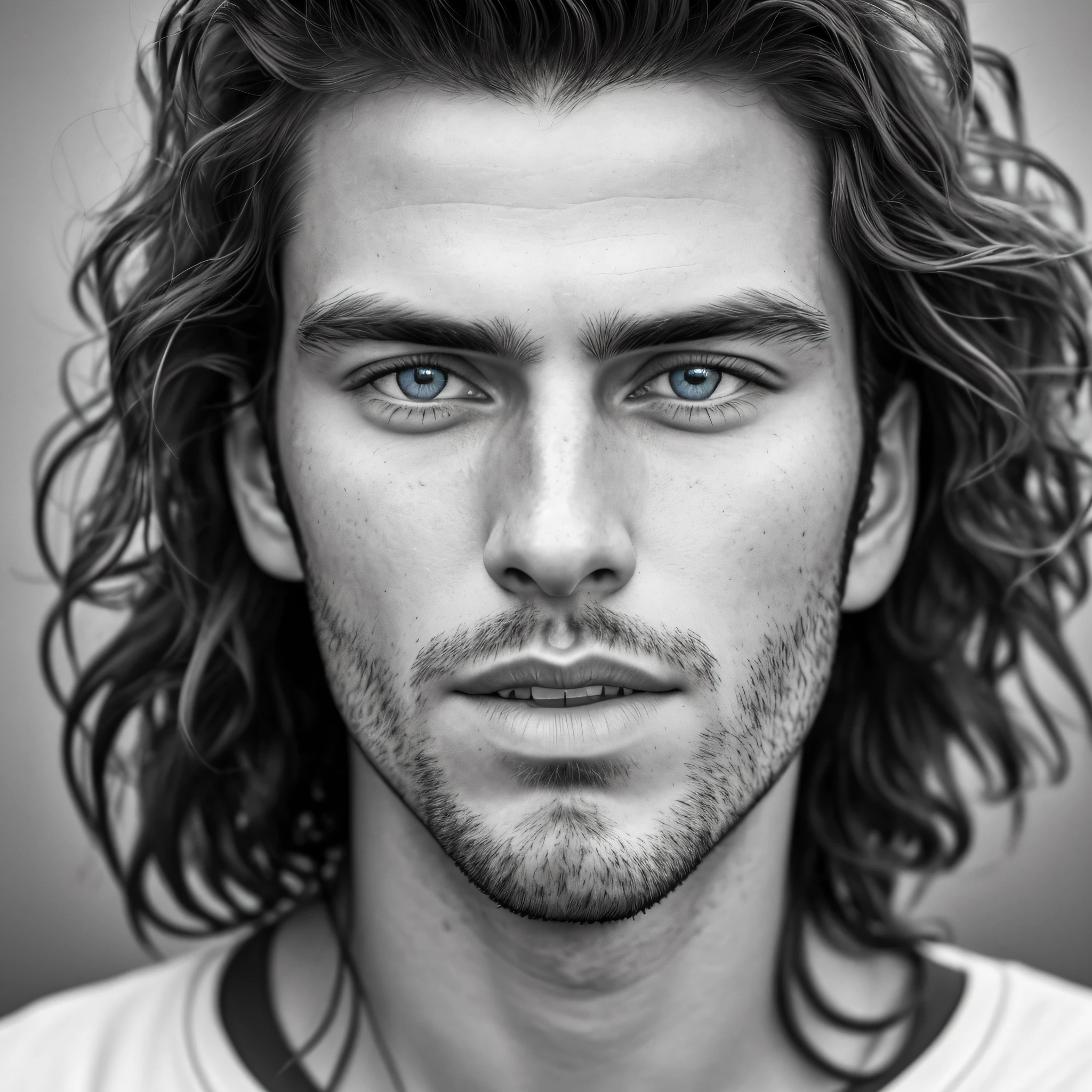 a photorealistic portrait of a stunningly beautiful tanned argentinian man without make-up, extremely detailed light blue eyes, detailed symmetric realistic face, extremely detailed natural texture, peach fuzz, windy long hair, masterpiece, absurdres, award winning photo by lee jeffries, nikon d850 film stock photograph, kodak portra 400 camera f1.6 lens, extremely detailed, amazing, fine detail, rich colors, hyper realistic lifelike texture, dramatic lighting, unrealengine, trending on artstation, cinestill 800 tungsten, looking at the viewer, photo realistic, RAW photo, TanvirTamim, high quality, highres, sharp focus, extremely detailed, cinematic lighting, 8k uhd,-imagine-