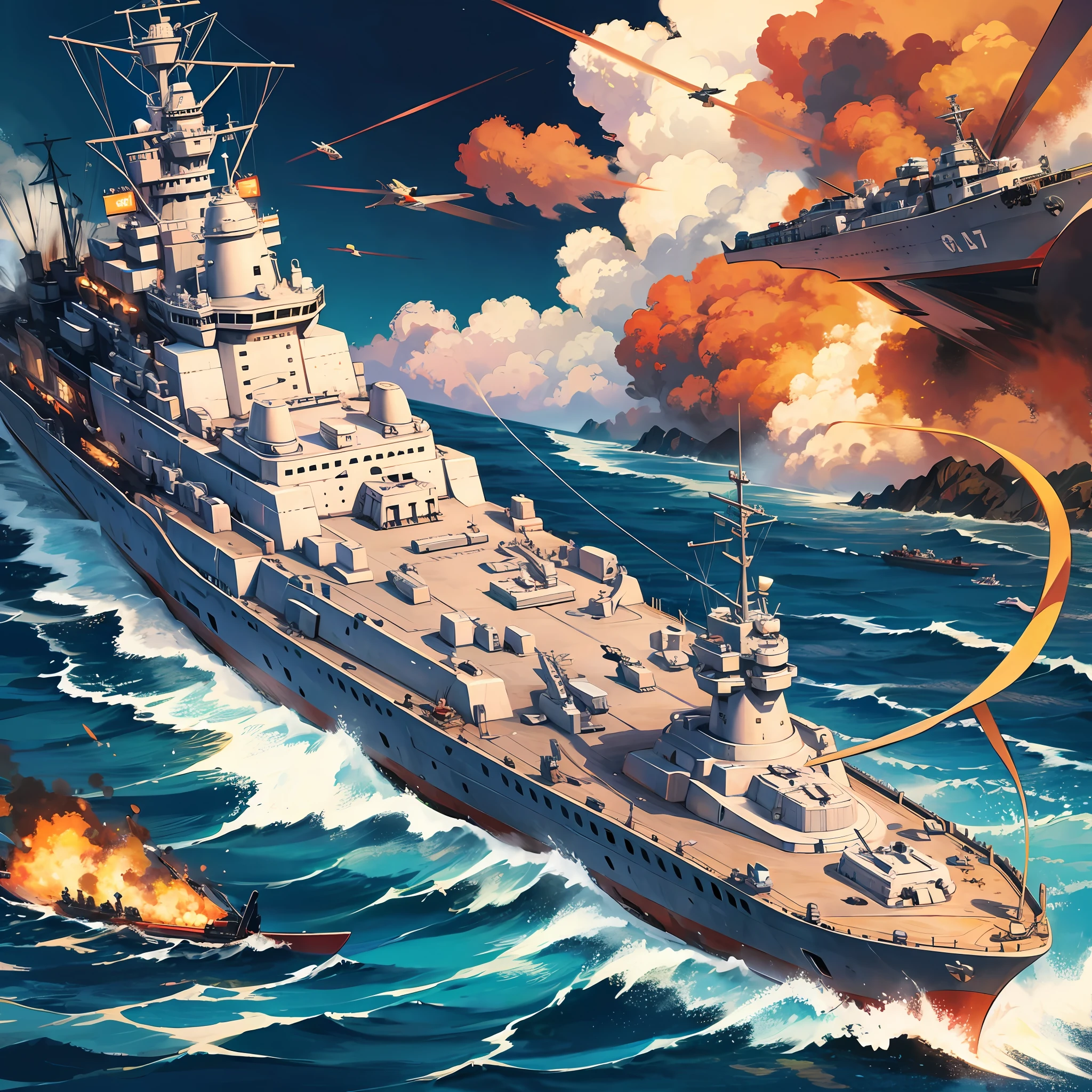 Fire, battleships, warplanes, bombs --auto --s2