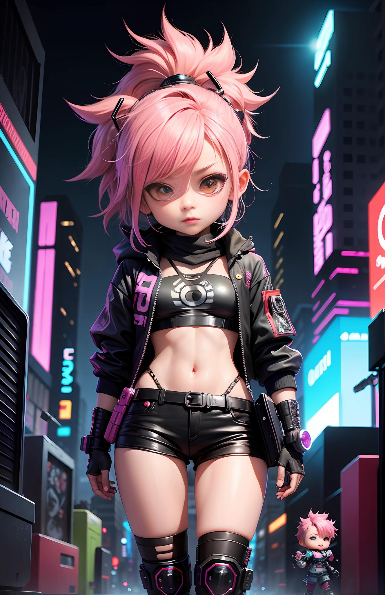 Chibi heroes cyberpunk style cute