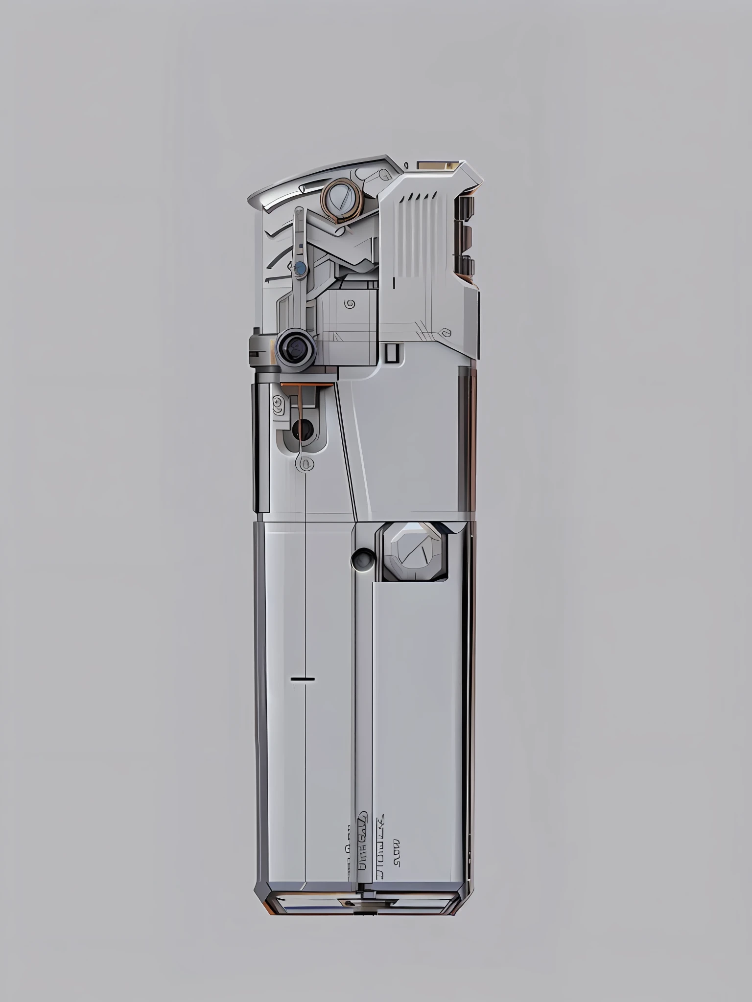 A minimalist futuristic style lighter, concept art lighter, studio lighting, product design lens, 1200 dpi, 1 2 0 0 dpi, product design rendering, 1 8 0 0 dpi, detailed product image, on white background, digital art H 9 6 0, f/8, f/8