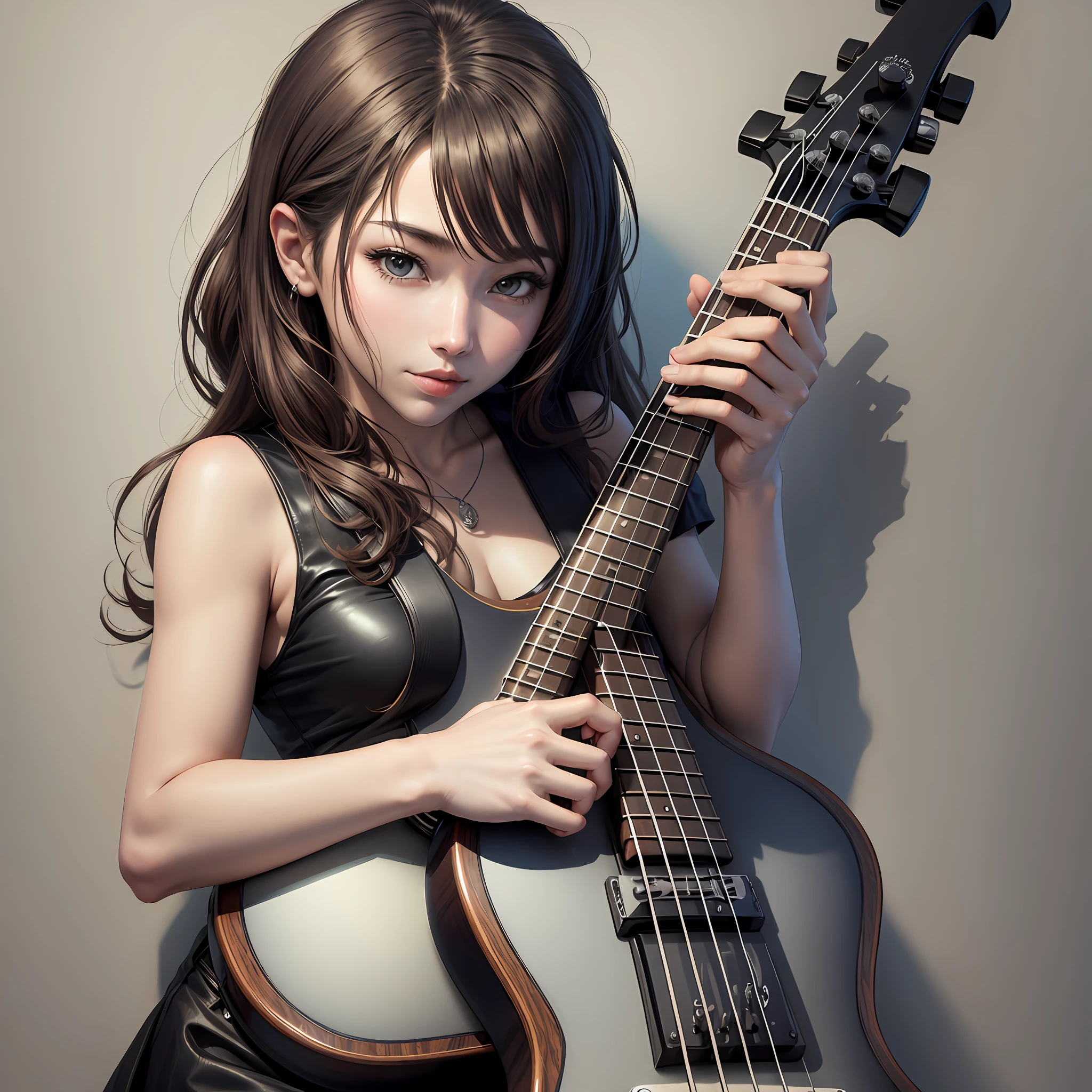 Bassist in linear drawing with shading --auto --s2