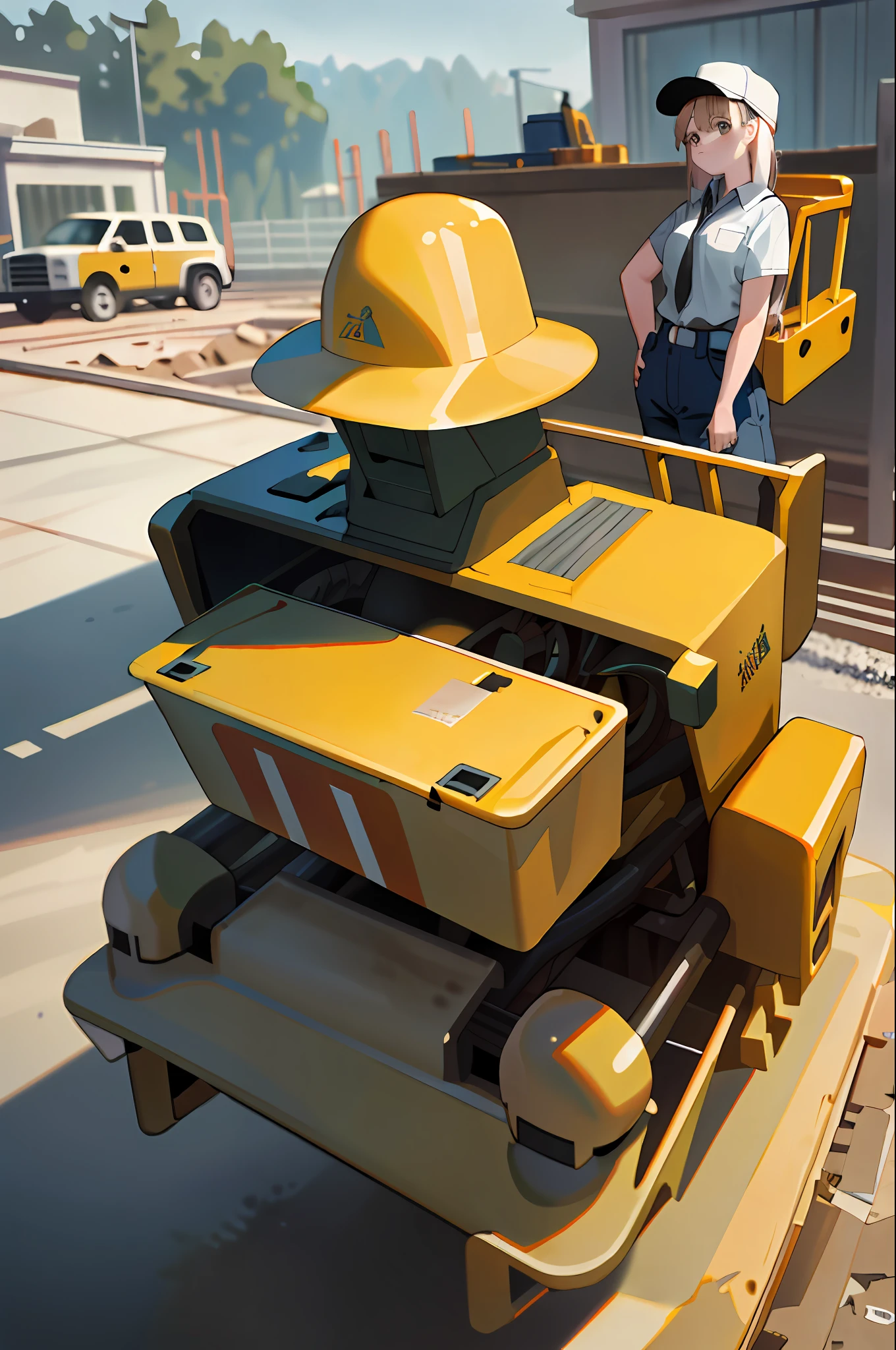 ((Masterpiece,Best Quality)),2girls, Heavy Equipment, Construction