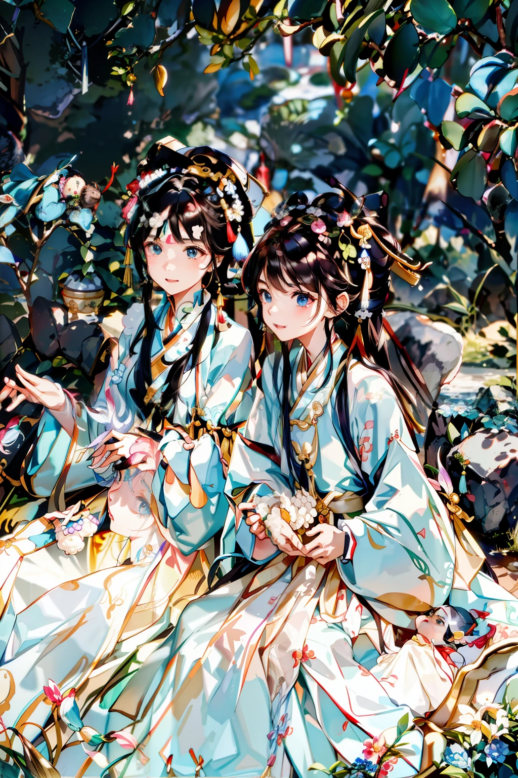 Three children held rice dumplings to bless their families, and the Dragon Boat Festival was auspicious and healthy