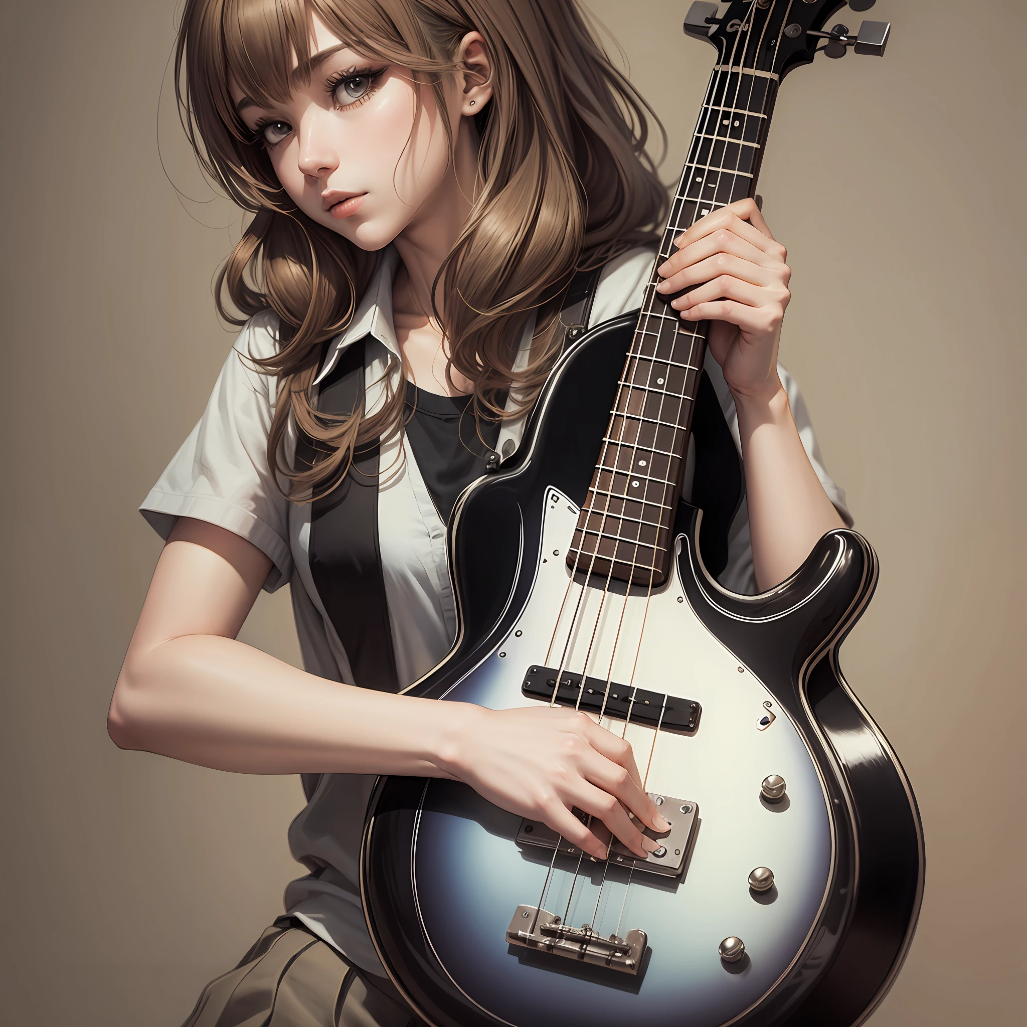 Bassist in linear drawing with shading --auto --s2