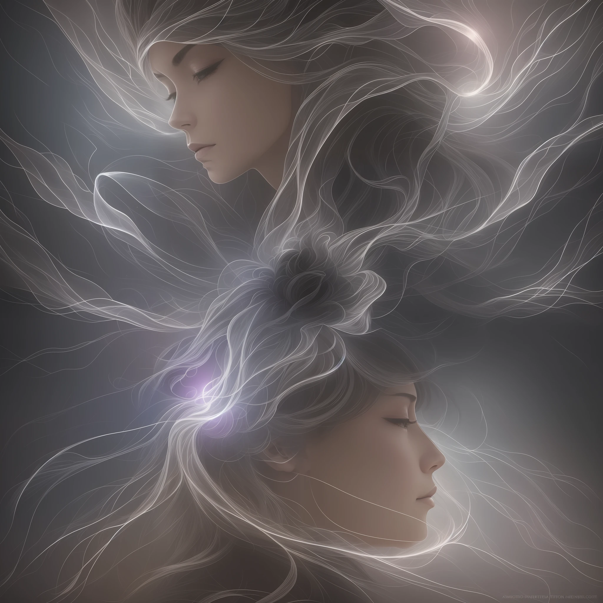 Create an image that depicts the mystical encounter between light and darkness, merging peacefully after emerging from an almost uncontrollable chaos. The image should convey the feeling of a moment of transcendence, where opposing forces meet in a perfect balance. Use symbolic visual elements, such as intense light rays contrasting with deep shadows, to represent duality and initial confrontation. However, demonstrate the harmony and serenity that come from this fusion, using soft colors and subtle transitions between light and dark tones. Let the image inspire a sense of hope and reconciliation, where chaos turns into a new form of unity and balance. --auto --s2
