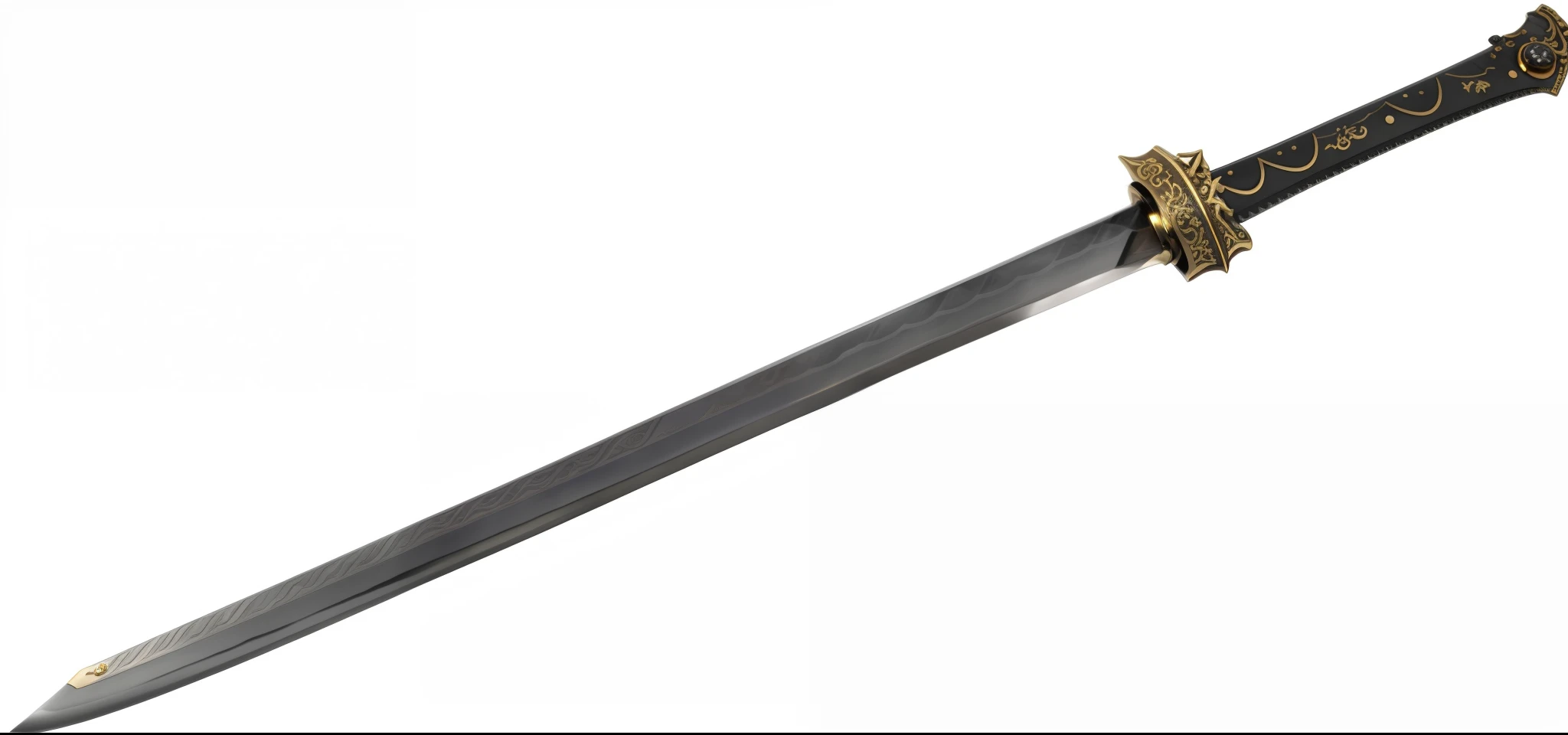 a close up of a sword with a gold handle on a black background, large sword, greatsword, orkish sword, armored sword blade, glaive, steel sword, jiang sword, huge sword, broadsword, long sword, longsword, big sword, sword, broad sword, huge oversized sword, fantasy sword, giant sword, raytraced blade, shinning sword