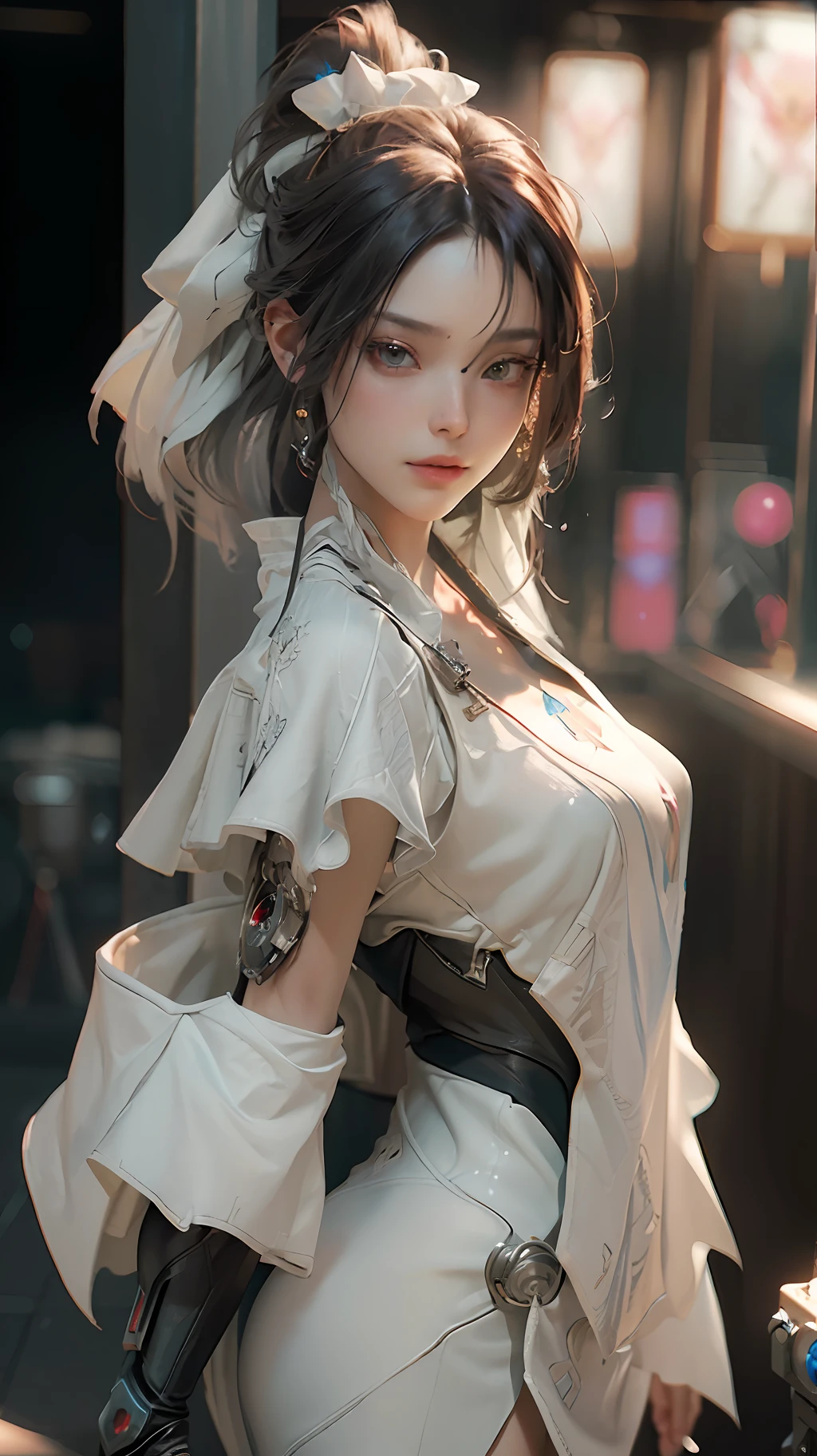 A woman in a white dress posing for a picture - SeaArt AI