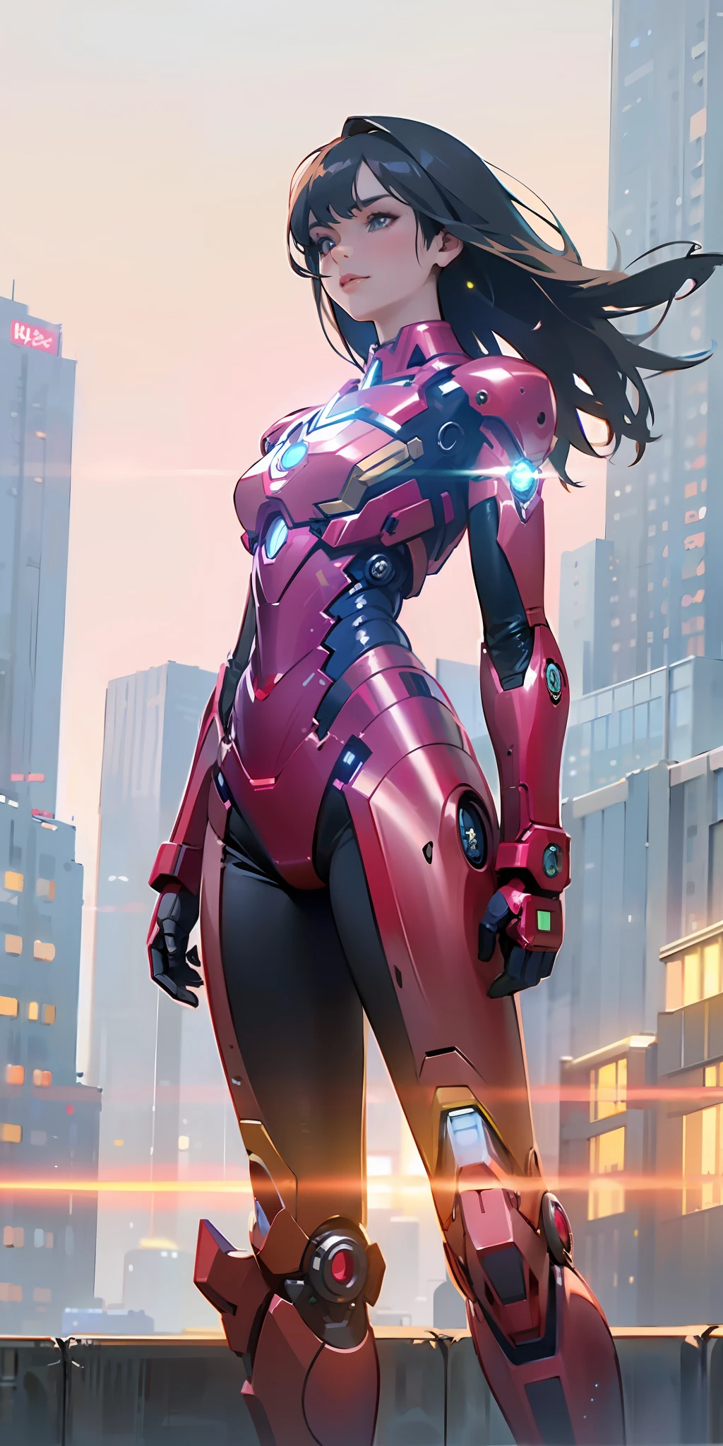 8k, realistic, attractive, highly detailed, a 20 year old girl a sexy and attractive woman inspired by Iron Man wearing a shiny Iron Man mech. She dresses with sexiness and confidence, perfectly interpreting Iron Man&#39;s strength and charisma. In a cyberpunk-style city night scene, a sexy and attractive woman takes Iron Man&#39;s cosplay as the theme. Wearing a shiny Iron Man mech, she stands on a street lined with tall buildings. The night lights of the city are bright, reflecting on her mecha, adding a sense of future technology. The surrounding buildings and streets are full of cyberpunk elements, such as neon lights, high-tech devices and futuristic architectural designs. The whole scene is full of futuristic and sci-fi atmosphere. This high-definition, high-quality picture will bring you stunning visual enjoyment, a perfect combination of sexy, futuristic and sci-fi elements. oc rendering, dramatic lighting, award winning quality