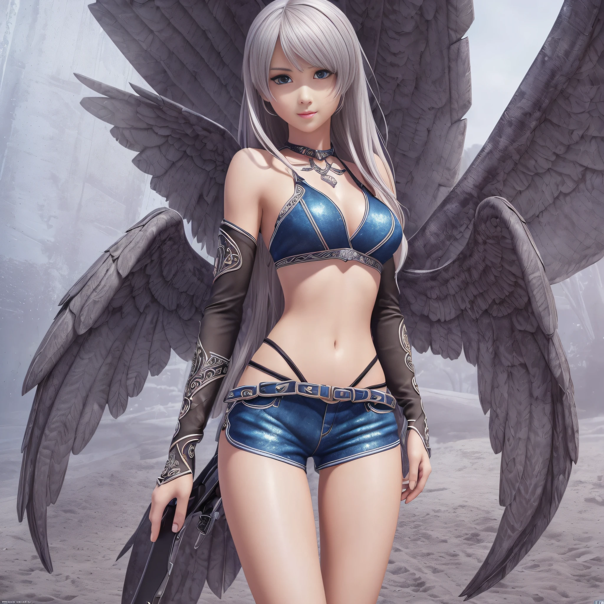 (1 girl: 1.3), Solo, ((((Highly detailed face)))), (((Full body))),(((Angle from behind)))), Beautiful detailed eyes, Body parts__, Official Art, Unified 8k wallpaper, Ultra detailed, ((Best Quality, 8k, Masterpiece: 1.3)), Slender Beautiful Girl: 1.3, Vertical Navel, Bikini, (((Shorts)))), attractive thighs, angle from the side,