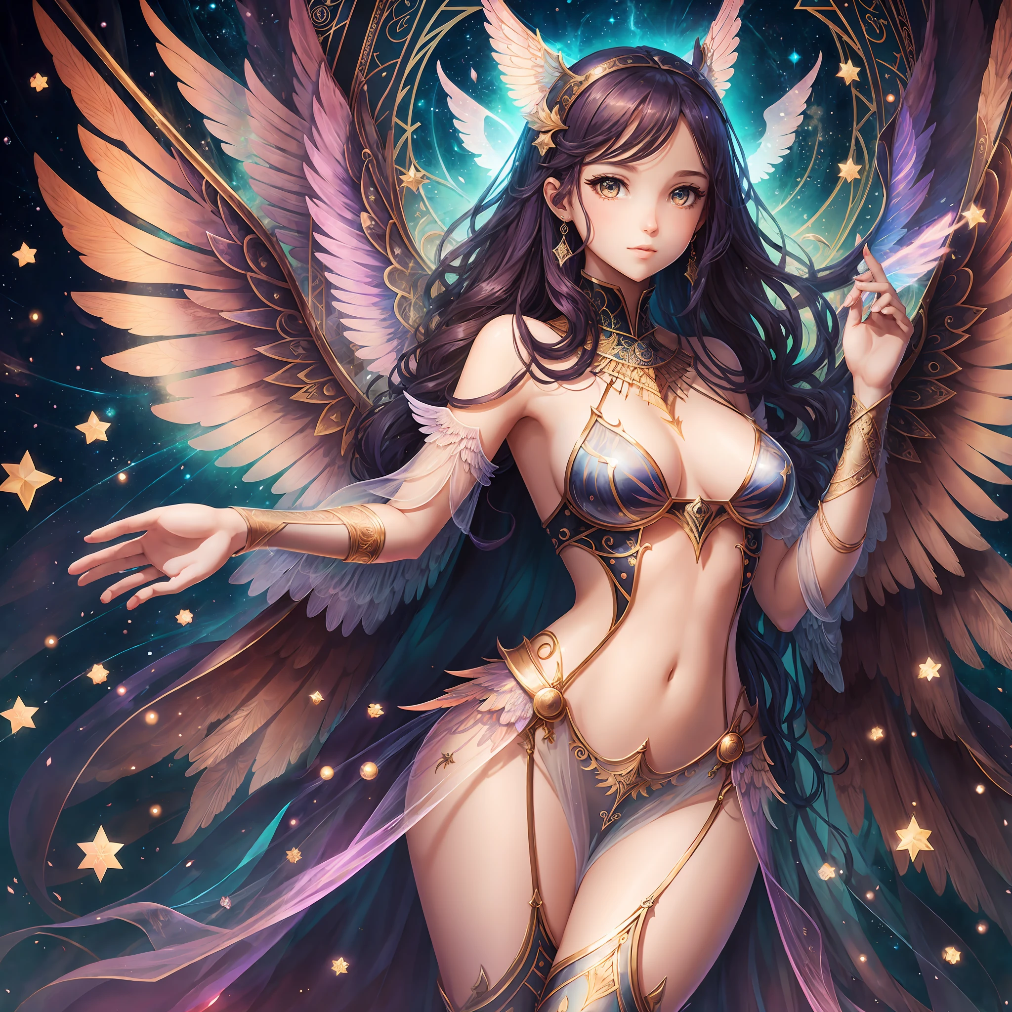 tarot card fantastic girl, transparency, wings, full body, cute, sexy --auto --s2