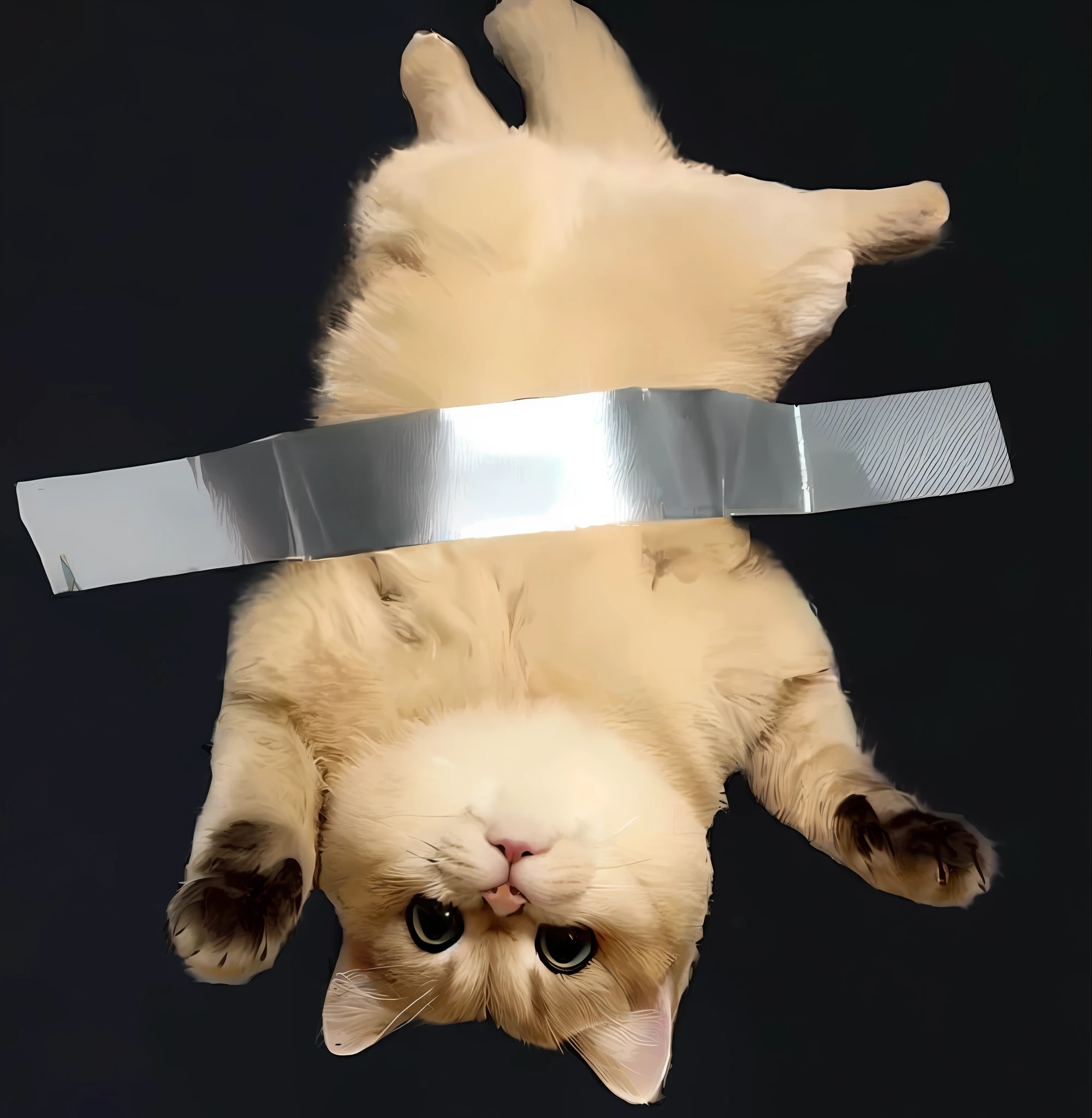 araffe cat with a tape around its neck and eyes, cat from the void, whole cat body, cat summoning a spaceship, cat is floating in air, [ realistic photo ]!!, a cat, funny cat, !!!! cat!!!!, cat in space, cat masterpiece, fat cat, ninja cat, 🐋 as 🐘 as 🤖 as 👽 as 🐳