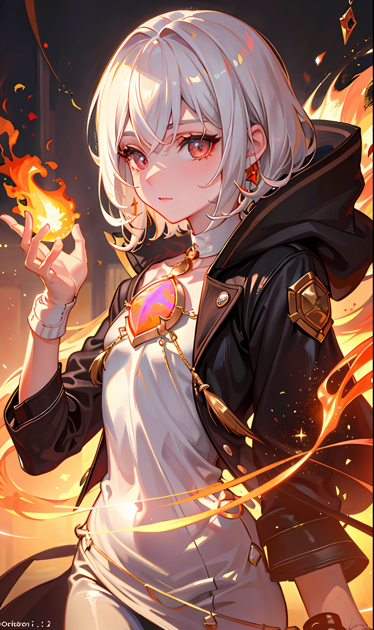 (Masterpiece, Side Light, Fine Beautiful Eyes: 1.2), (Masterpiece* Portrait), Portrait, (Bust), Realistic, 3D Face, Sweet Skin, (Solo), (Close-up of Face), (Fire Opal Like Crimson Eyes), Hanging Corner of the Eye, ((High Detail Skin, Visible Pores)), (Perfect Figure), A Beautiful Girl, Small Tits, (((Wool Jacket)), (Neck Ring), (Short Glove as Short as Half the Palm)