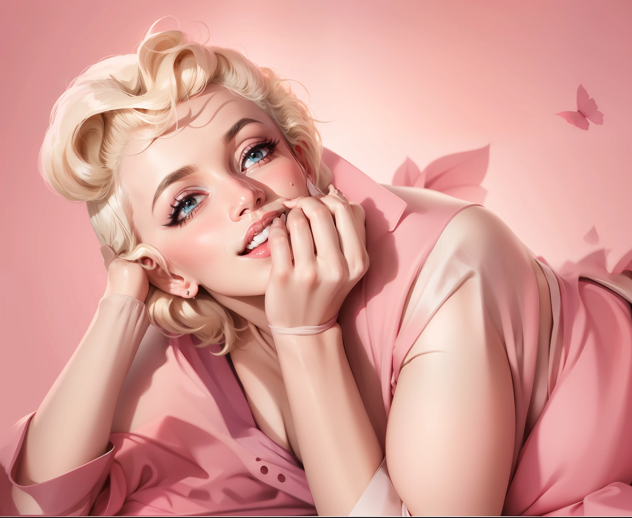 Marilyn Monroe, pink, background is natural --auto --s2