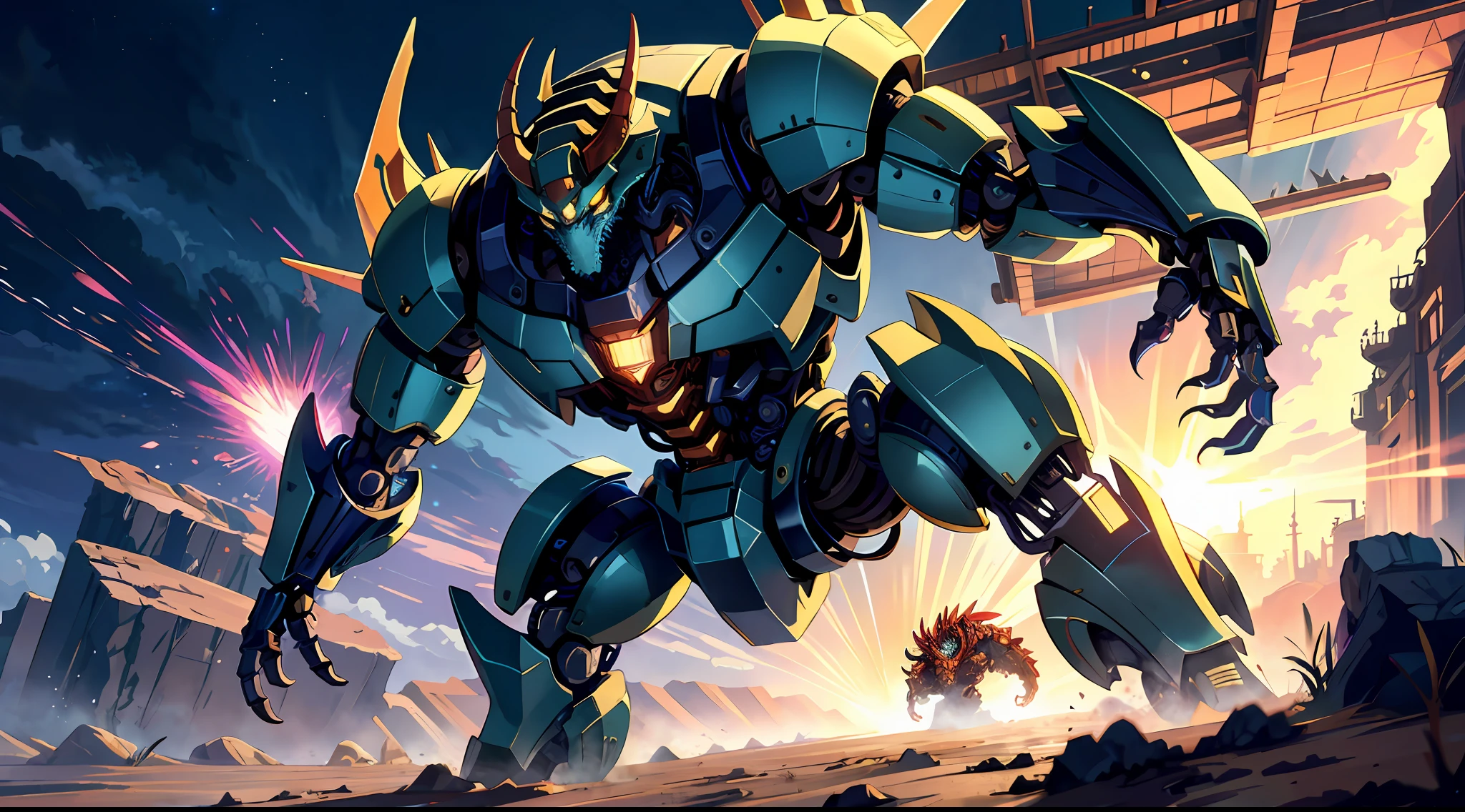 (Best image quality + high definition illustration) ((Mechanical Beast + Beast Form): 1.2) Ultra-detailed depiction, monster mecha is in sight, and details are not omitted