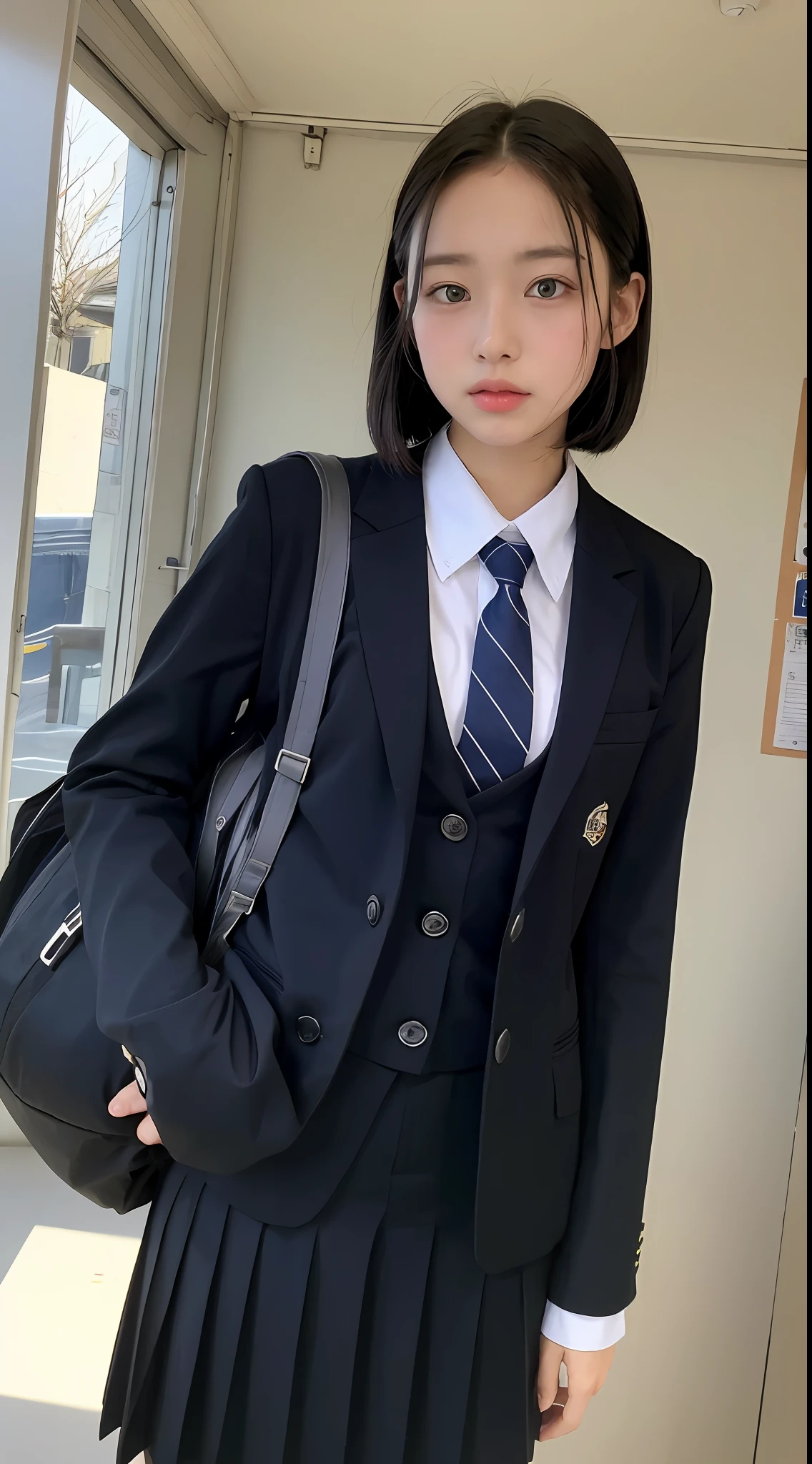 school uniforms、black、buttons