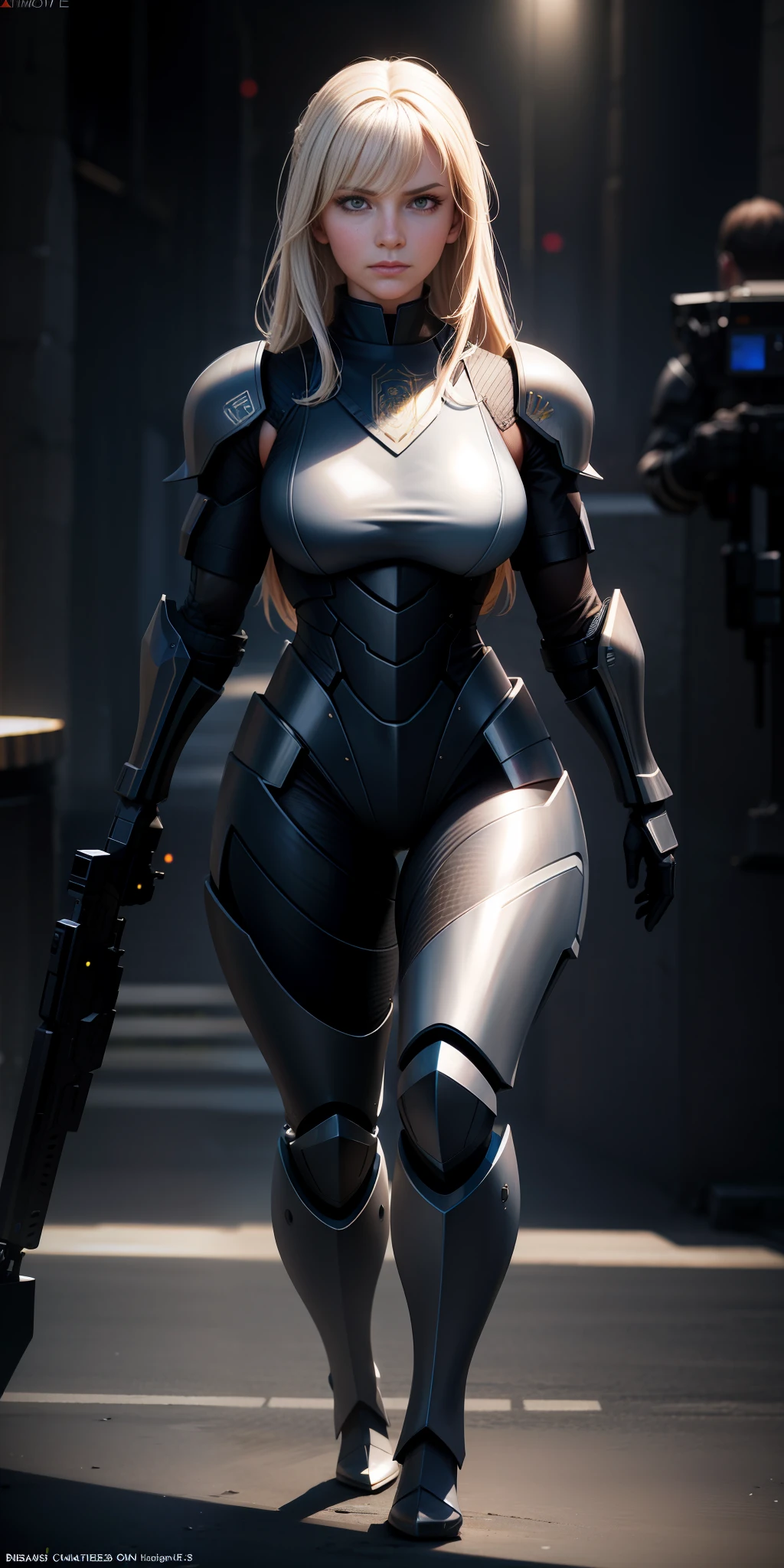 Majestic, 25 yo girl, stealth armour dress, large breasts:1.3, Cyberprep, amigurumi, portrait, realistic face, photorealistic face, Zbrush rendering, motion blur, interactive, clean colors, Dreamcore, flashlight lighting, realistic dramatic lighting, highly detailed environment, cinematic quality, Redshift rendering, 4k, strong gaze, walking towards the camera:1.3, wide shoulders1:2, feminine, muscular:1.3