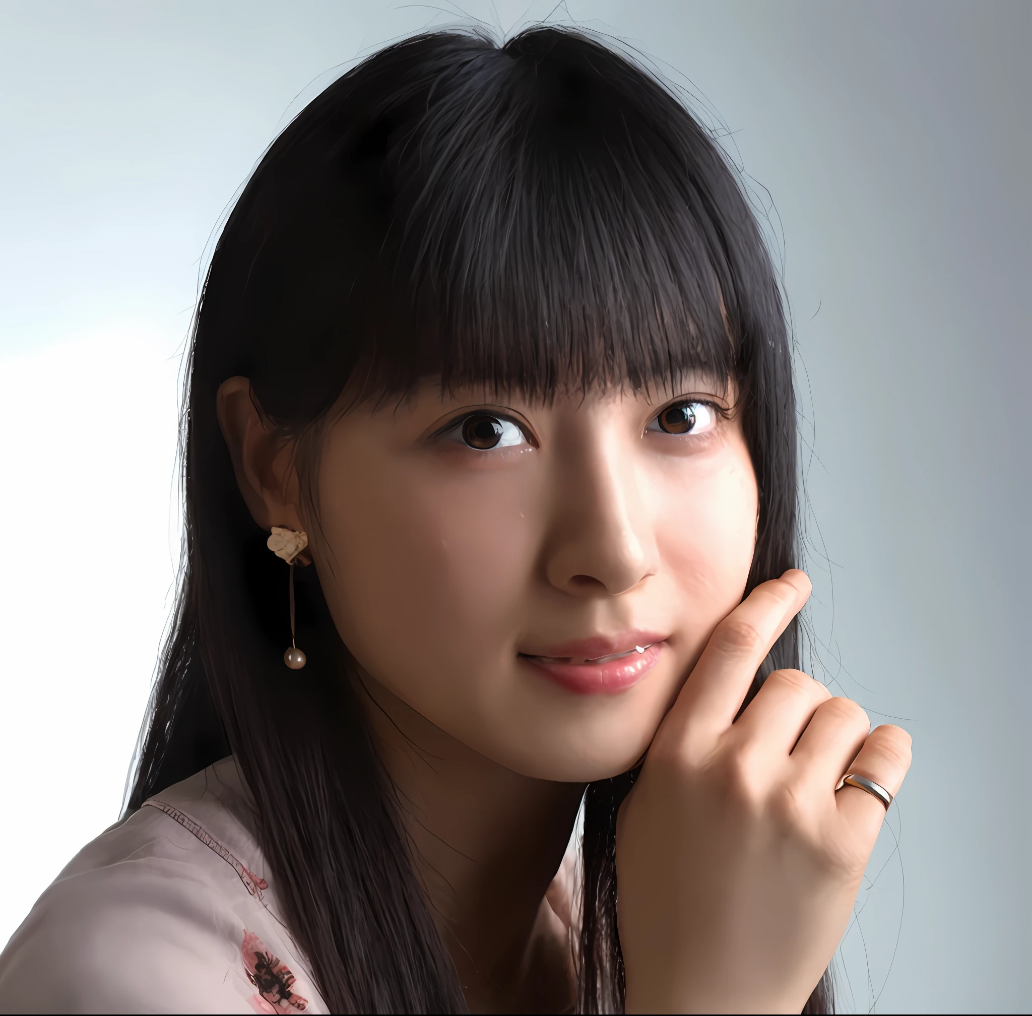 arafed asian woman with long black hair and a pink shirt, kimi takemura, portrait of mayuri shiina, a young asian woman, chiho ashima, narumi kakinouchi, shiori teshirogi, aoi ogata, chiho, harumi, ayamin kojima, ai yazawa, kiyoko suzuki