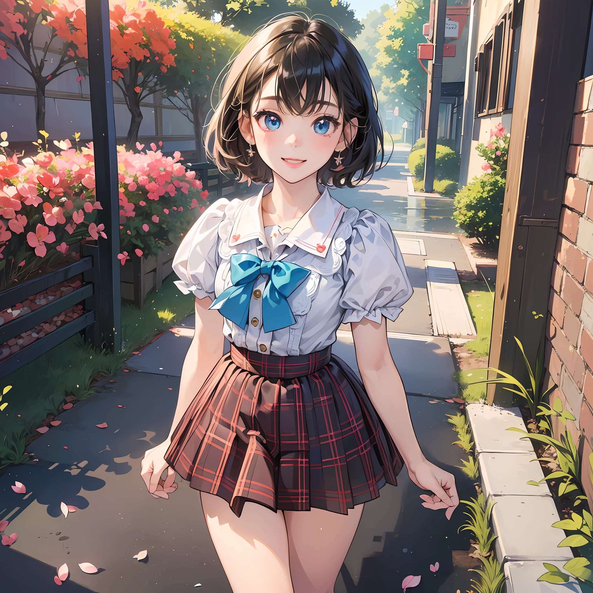 ((masterpiece)), ((best quality)), (ultra-detailed), ((kawaii)), cute, (lovely), ((sexy)), (ero), ((extremely detailed)), 4K, (8K), best quality, (beautiful), realistic, real, school, a , solo, skirt, ((beautiful eyes)), short hair, smile, flame effect, shiny-glistening, gleaming --auto --s2