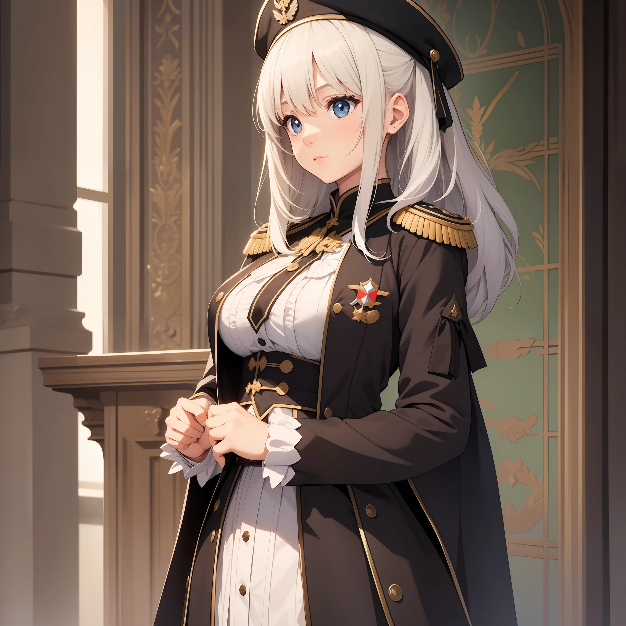 1girl, solo, prussian, discipline, protestantism, diligent, making efforts, self improvement, rigorous,Prussian virtues,preußische Tugenden