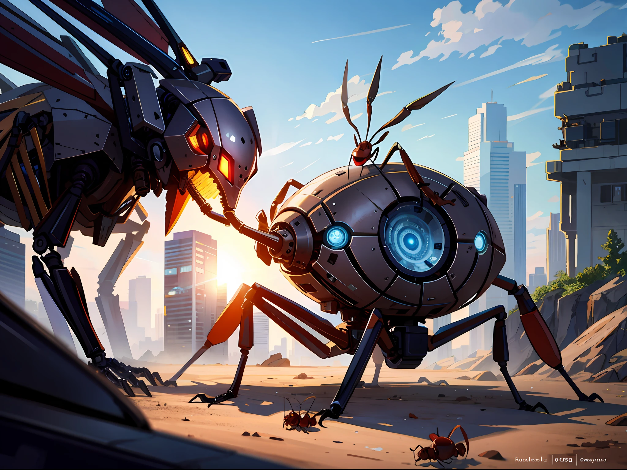 High resolution, highest quality, illustration, super detailed, mechanical ants