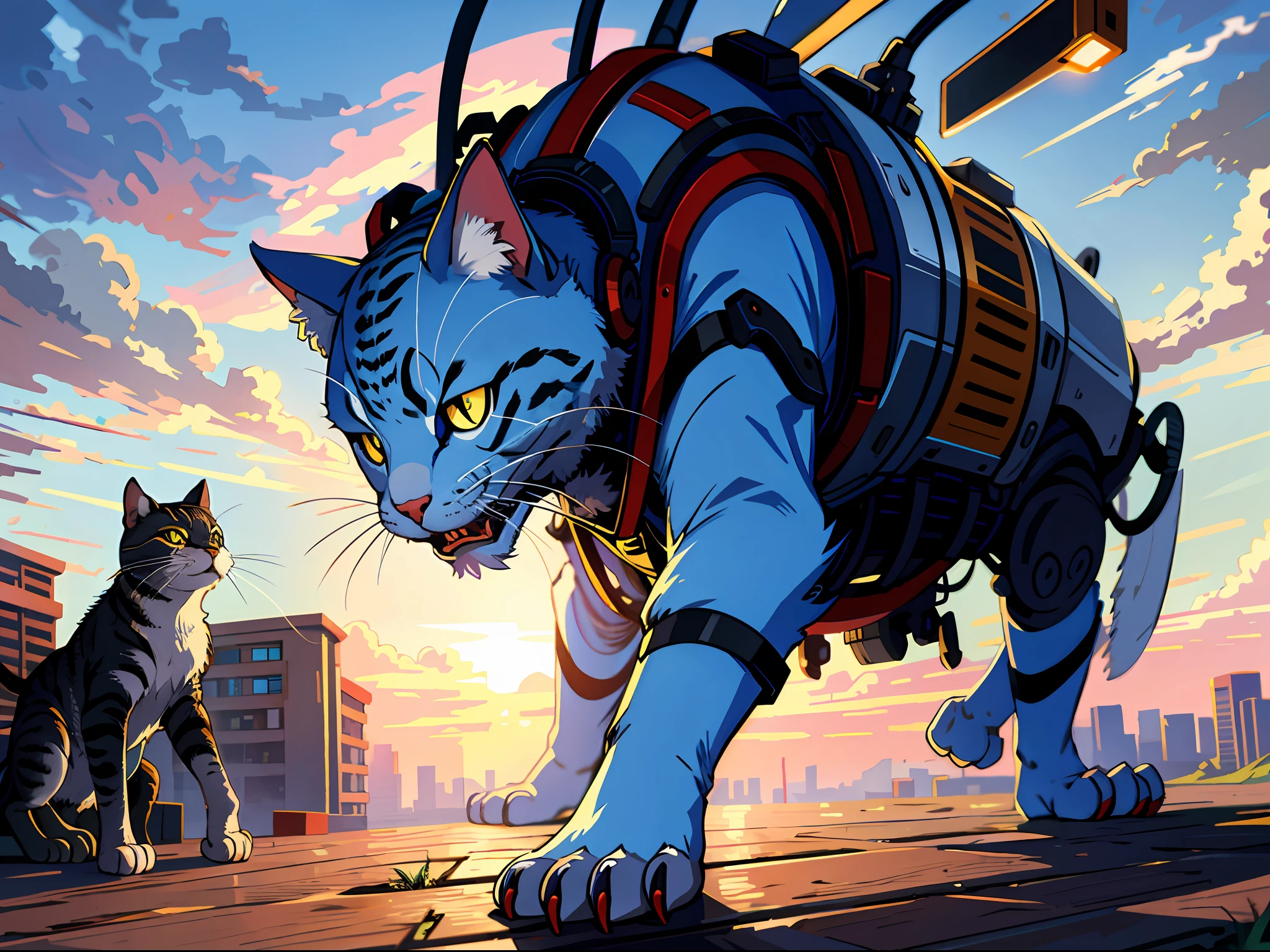 High resolution, highest quality, illustration, super detailed, mechanical cat