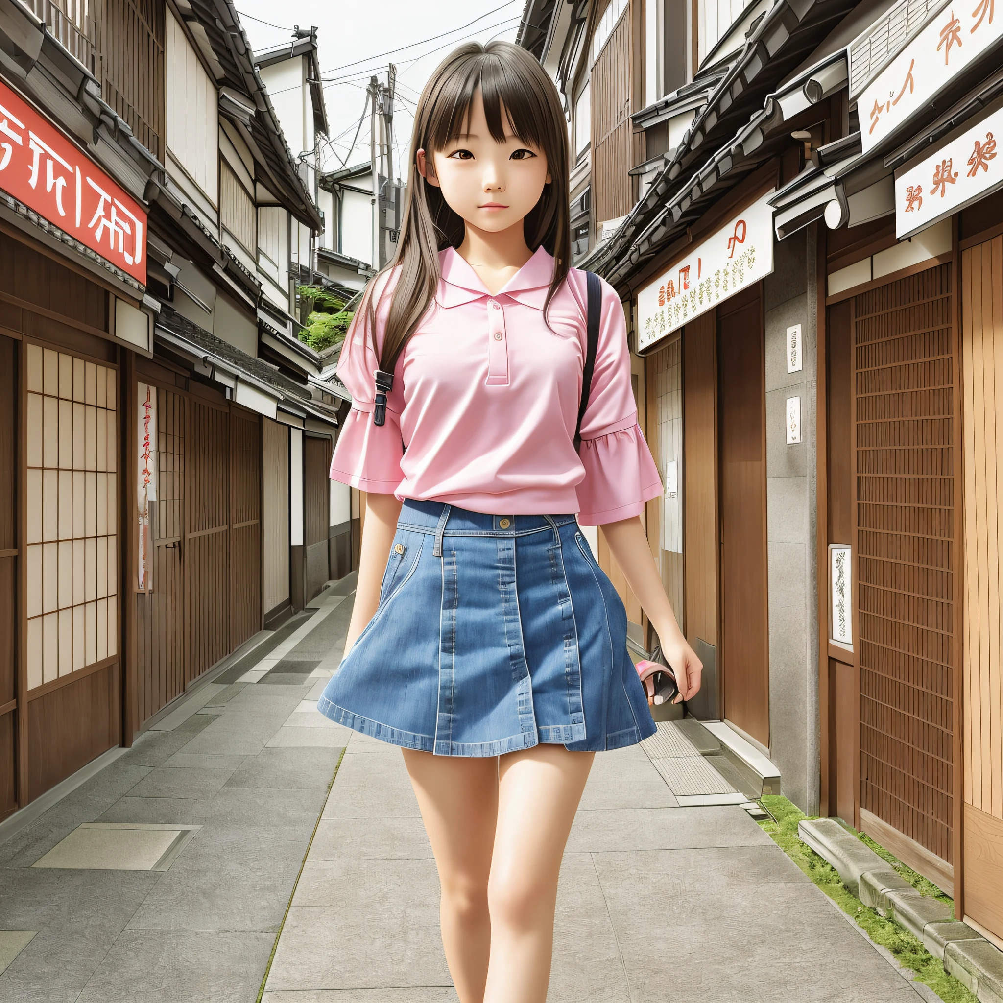 pretty girl, Japan, , miniskirt, walking, photorealistic --auto --s2