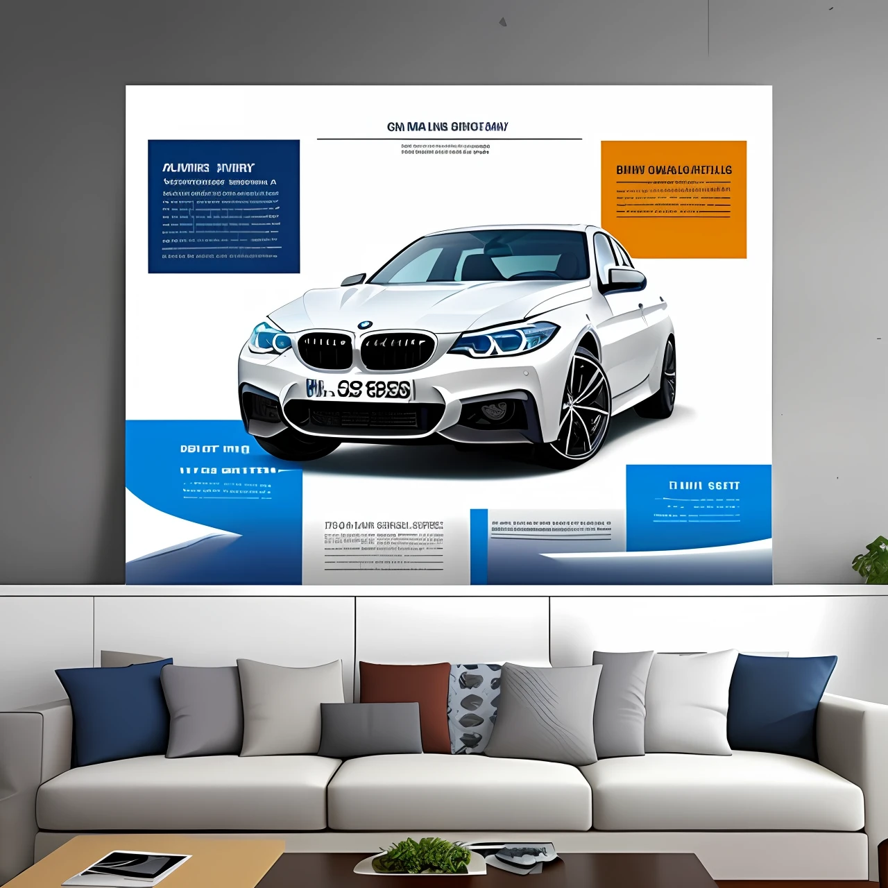 Create a poster of BMW motor company including the introduction the segmentation targeting and positioning strategy and and their marketing mix