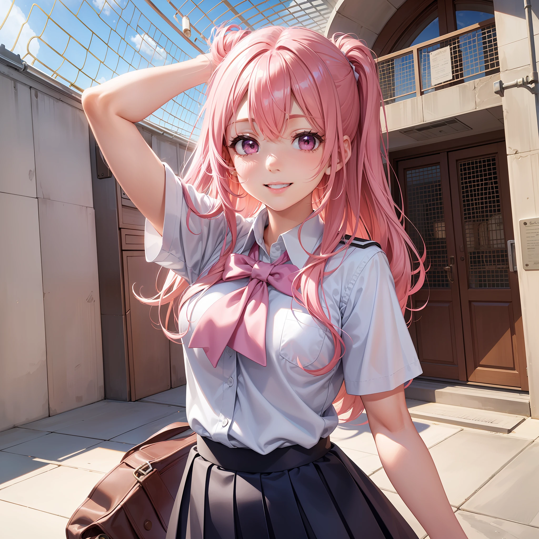 GIRL　Wings of an Angel　pink hair　BEST QUALITY　A Masterpiece　smiling smile　beautiody　school uniforms