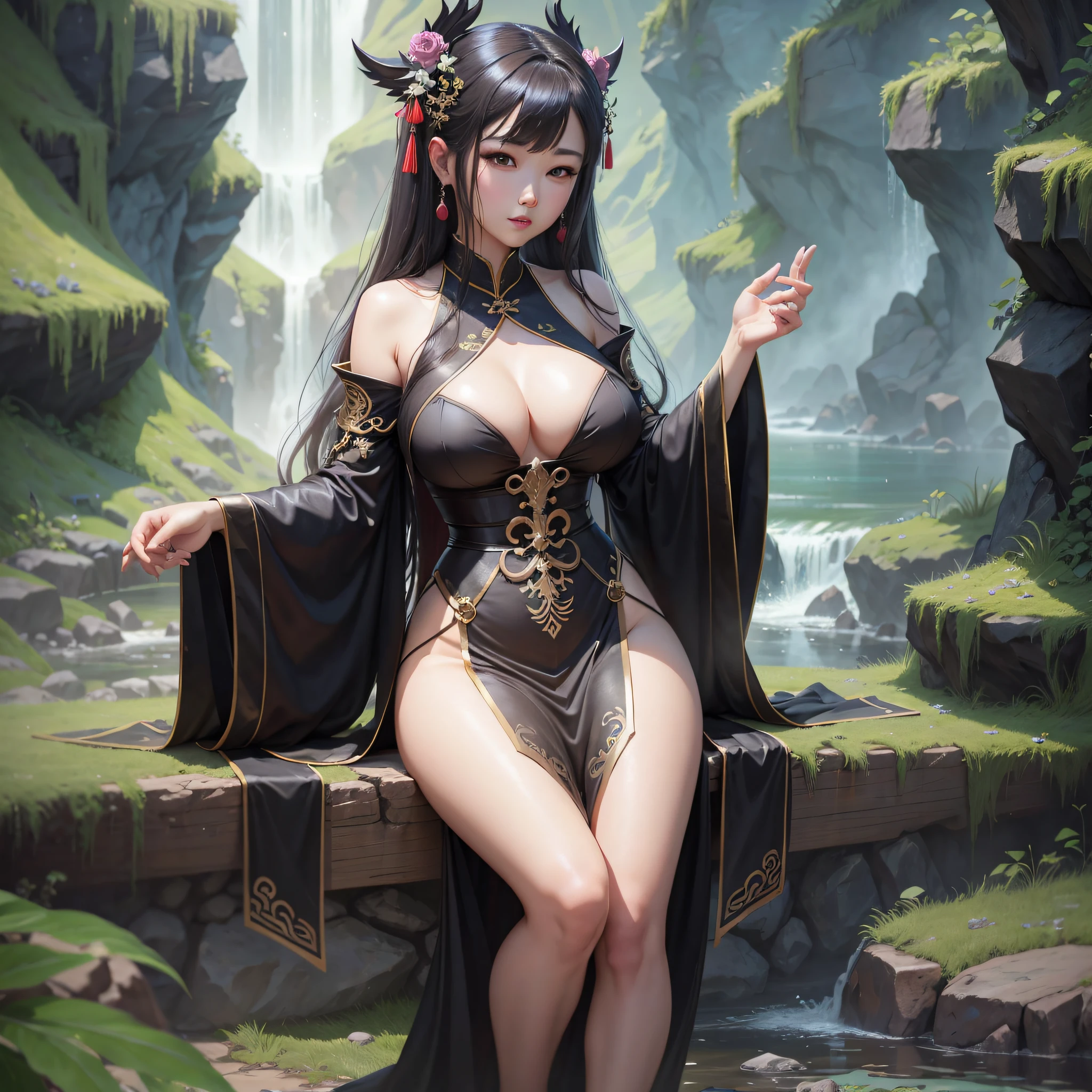 Perfect World, Qin Yining, Black Silk, High Quality, High Resolution, 8K, Full Body, Full Breasts, Temptation --auto --s2